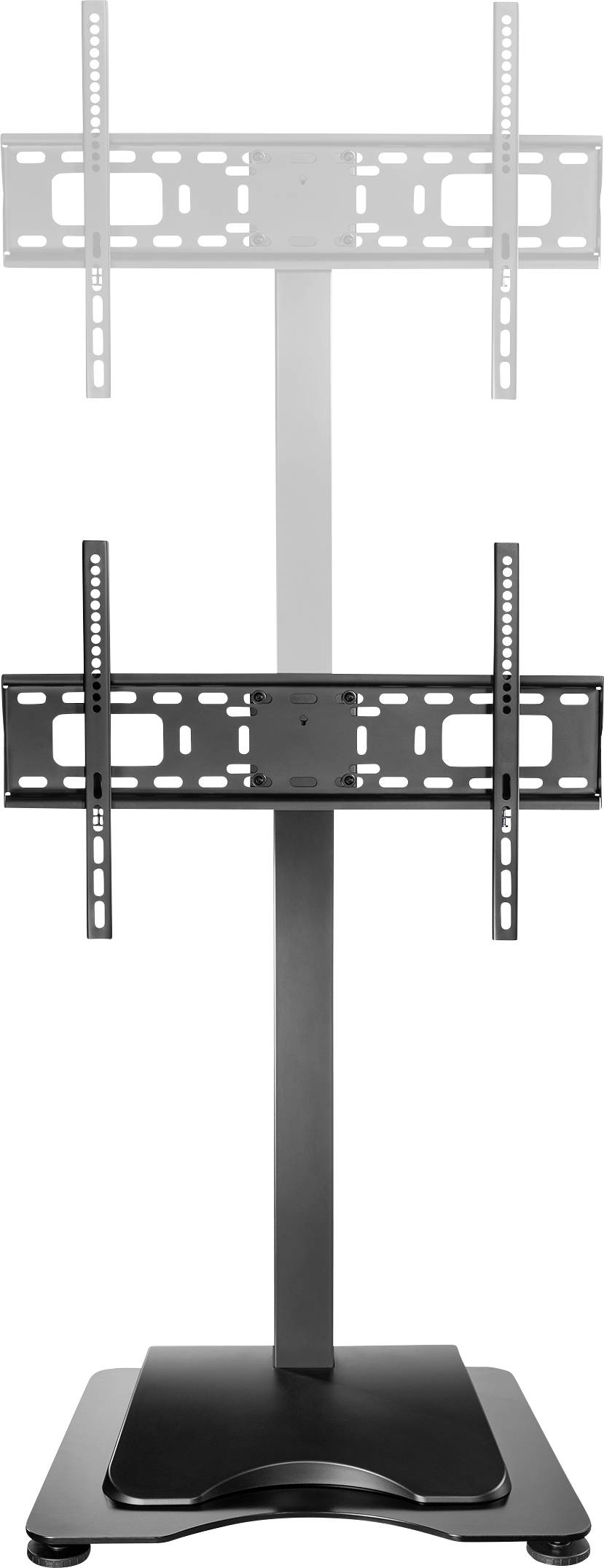 Halterung für Flachbildfernseher auf rollbarem Standfuß, geeignet für Büros oder Präsentationen.