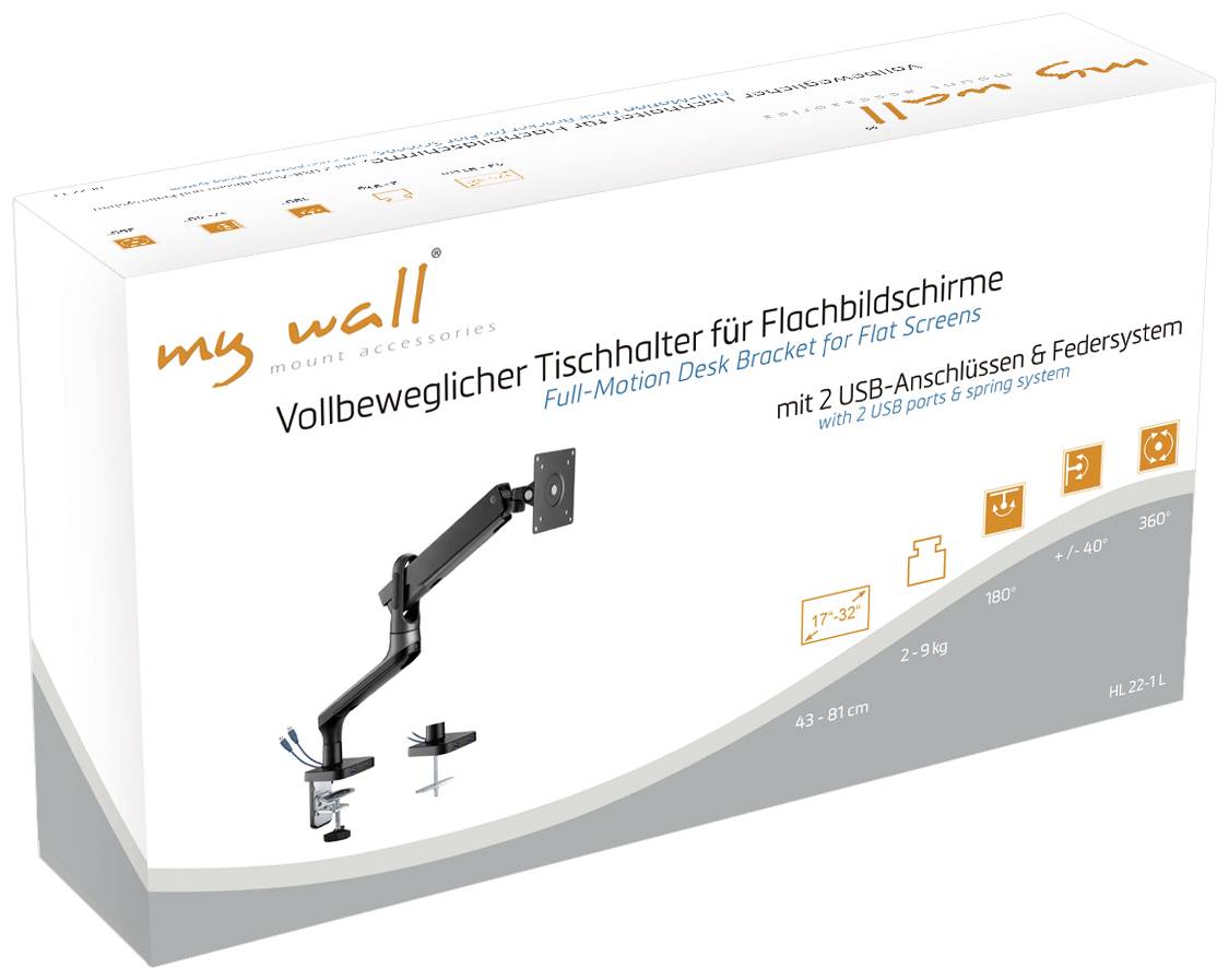 Vollbeweglicher Tischhalter für Flachbildschirme, geeignet für 17