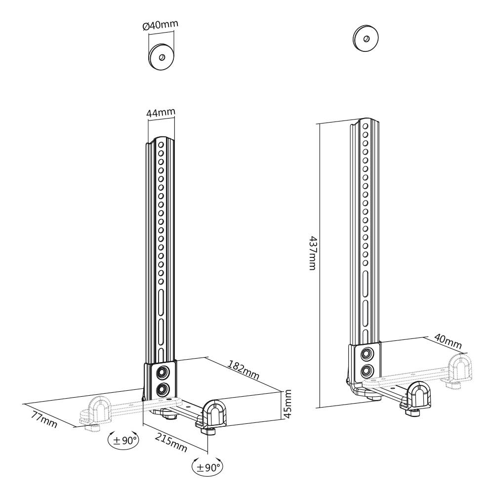 My Wall HZ 19 L Soundbar-Halterung Schwenkbar Schwarz 2 St.