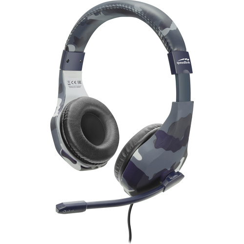 SpeedLink RAIDOR Gaming Over Ear Headset kabelgebunden Stereo Camouflage Blau Fernbedienung, Lautstärkeregelung