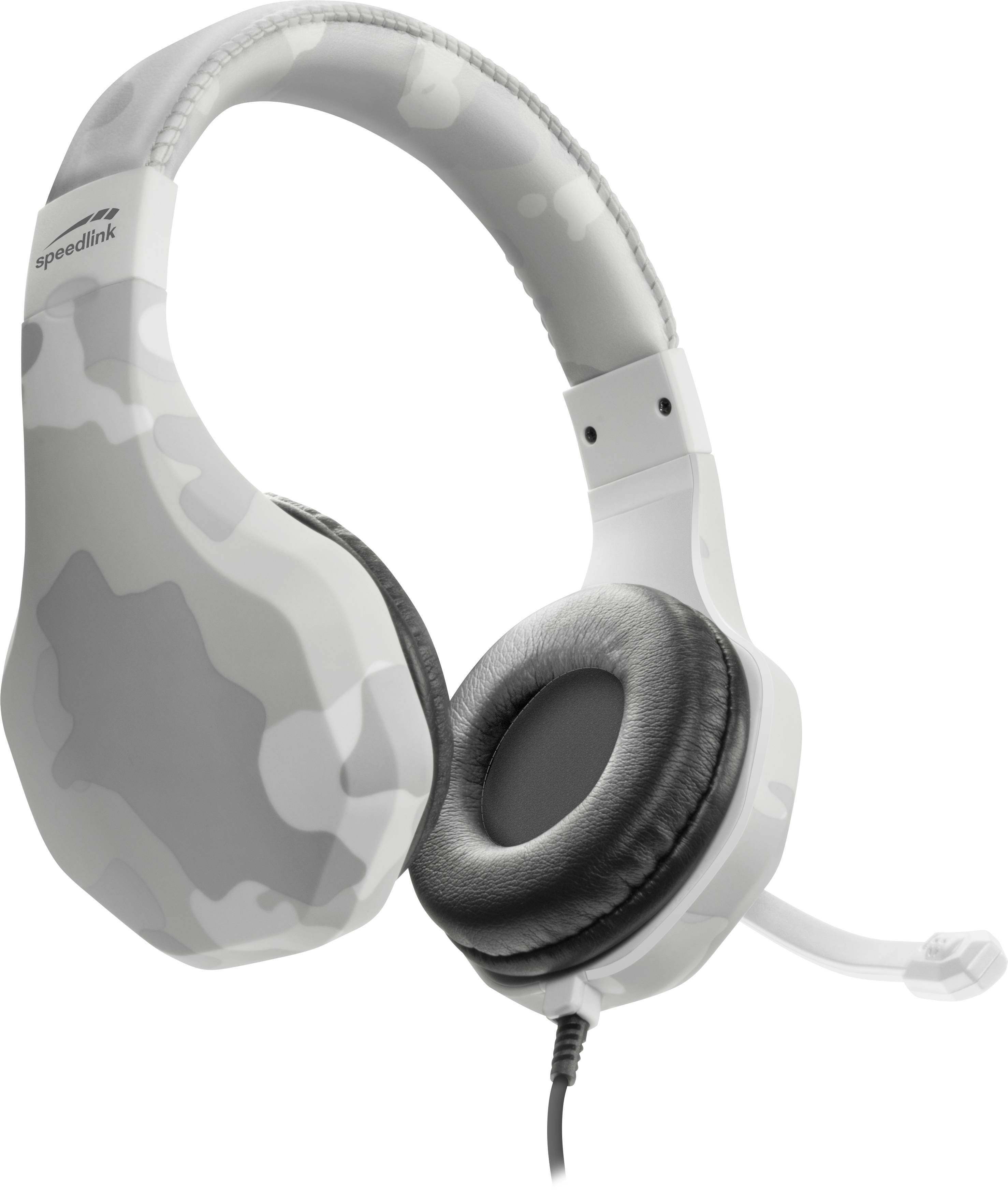 SpeedLink RAIDOR Over Ear Headset kabelgebunden Stereo Camouflage, Weiß Fernbedienung, Lautstärkeregelung, Mikrofon-Stummschaltung Gaming