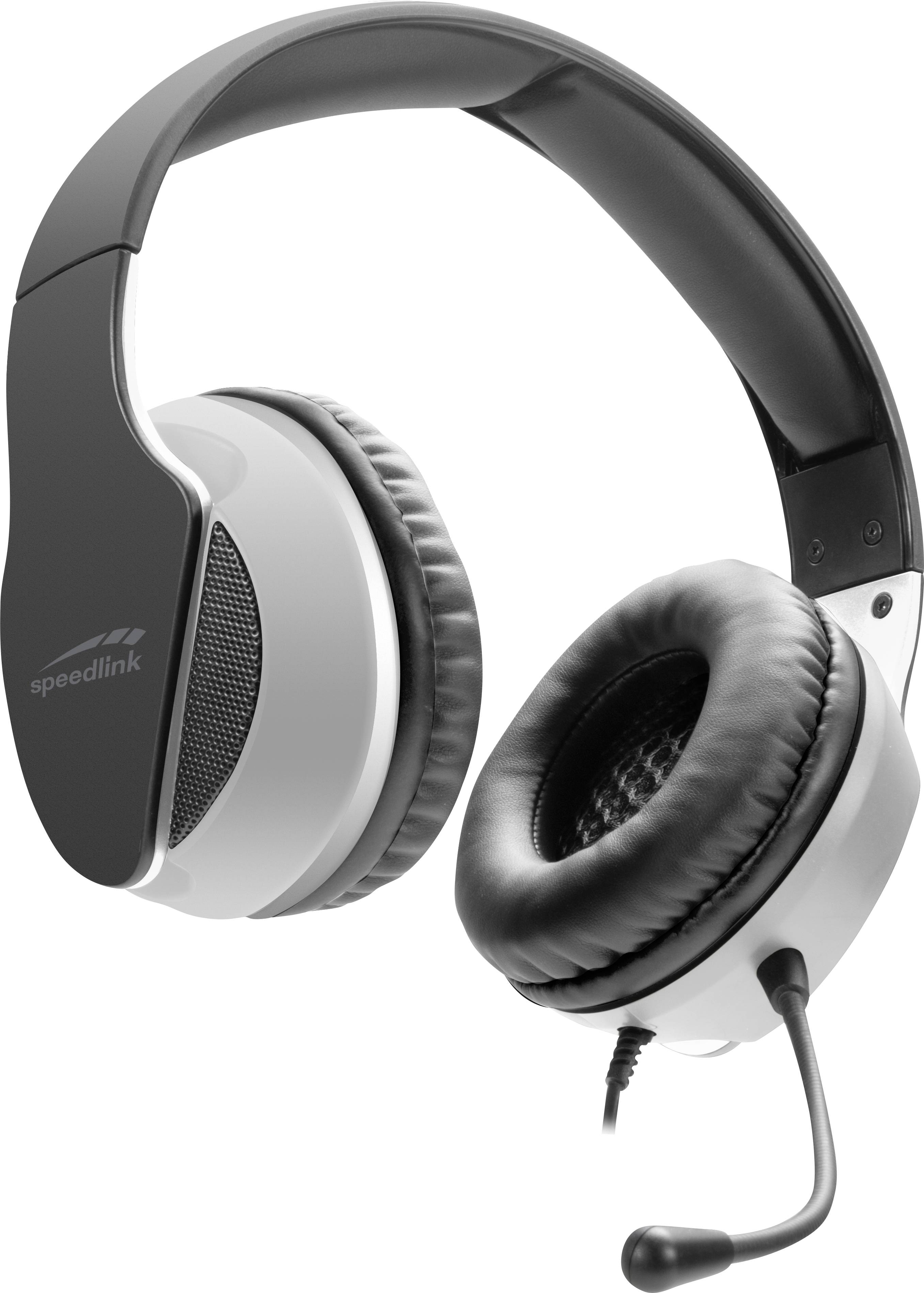 SpeedLink HADOW Over Ear Headset kabelgebunden Stereo Schwarz/Weiß Fernbedienung, Lautstärkeregelung, Mikrofon-Stummschaltung Gaming