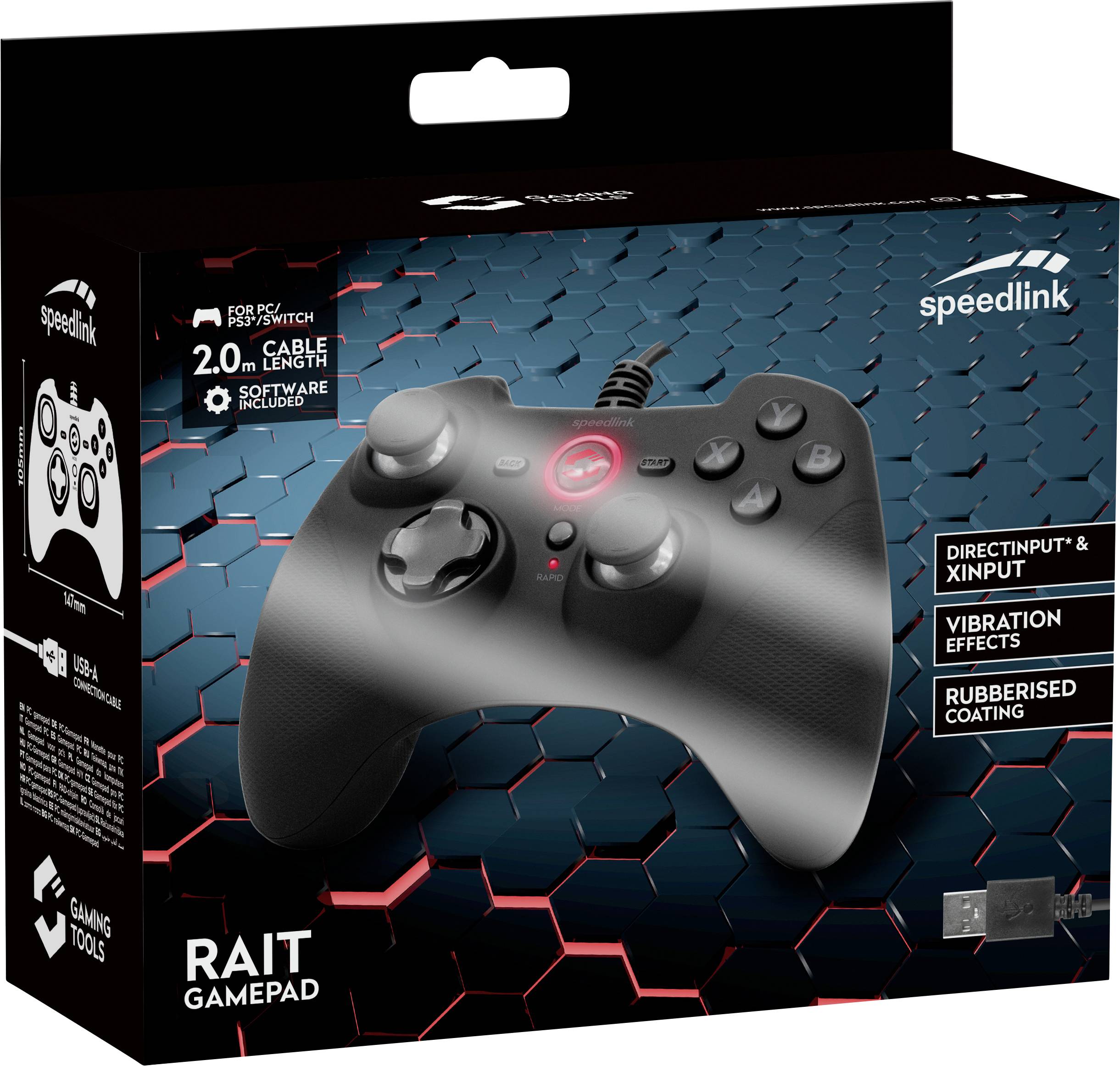 SpeedLink RAIT Gamepad PC, PlayStation 3, Nintendo Switch Schwarz