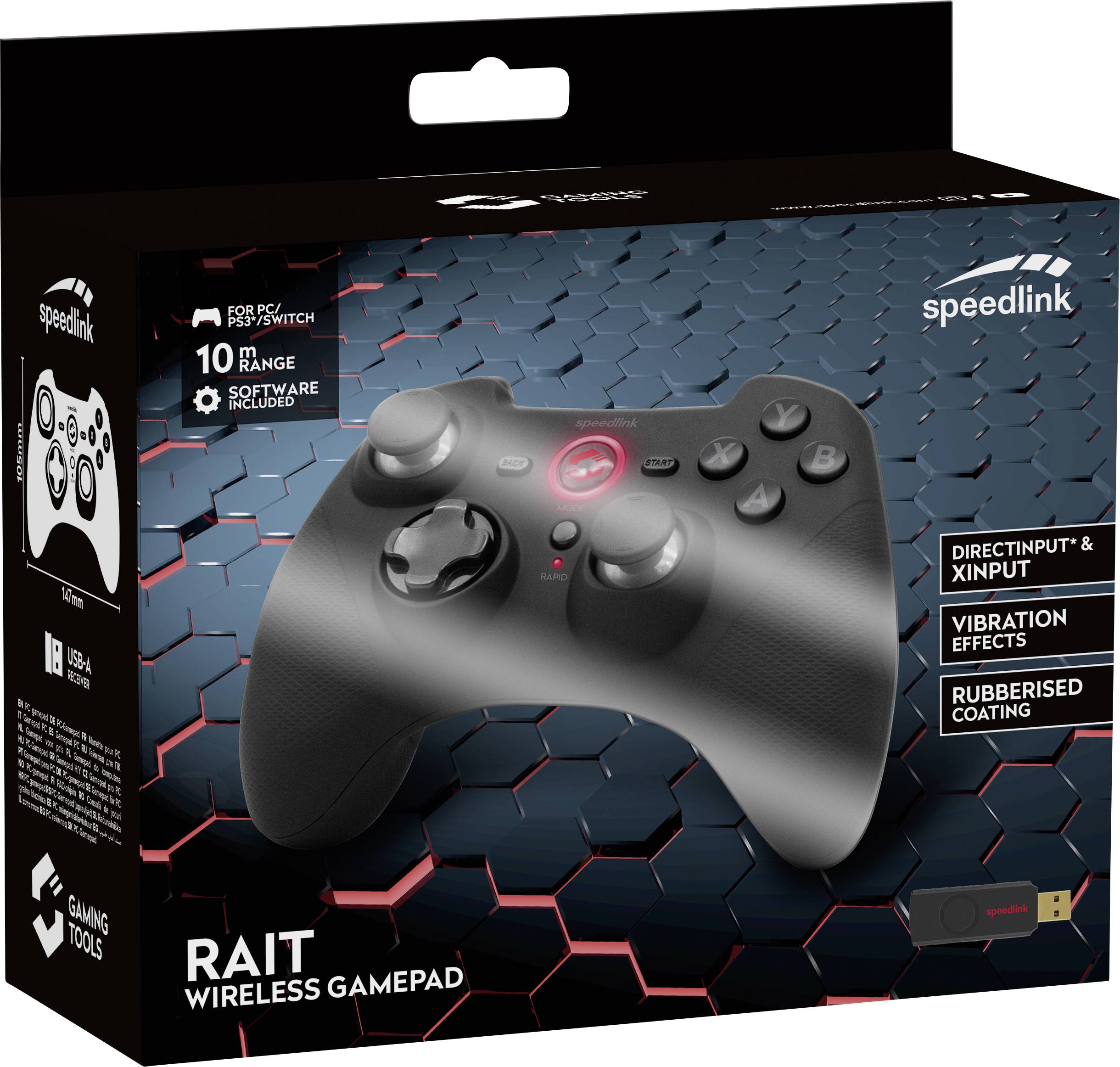 SpeedLink RAIT Gamepad PC, PlayStation 3, Nintendo Switch Schwarz