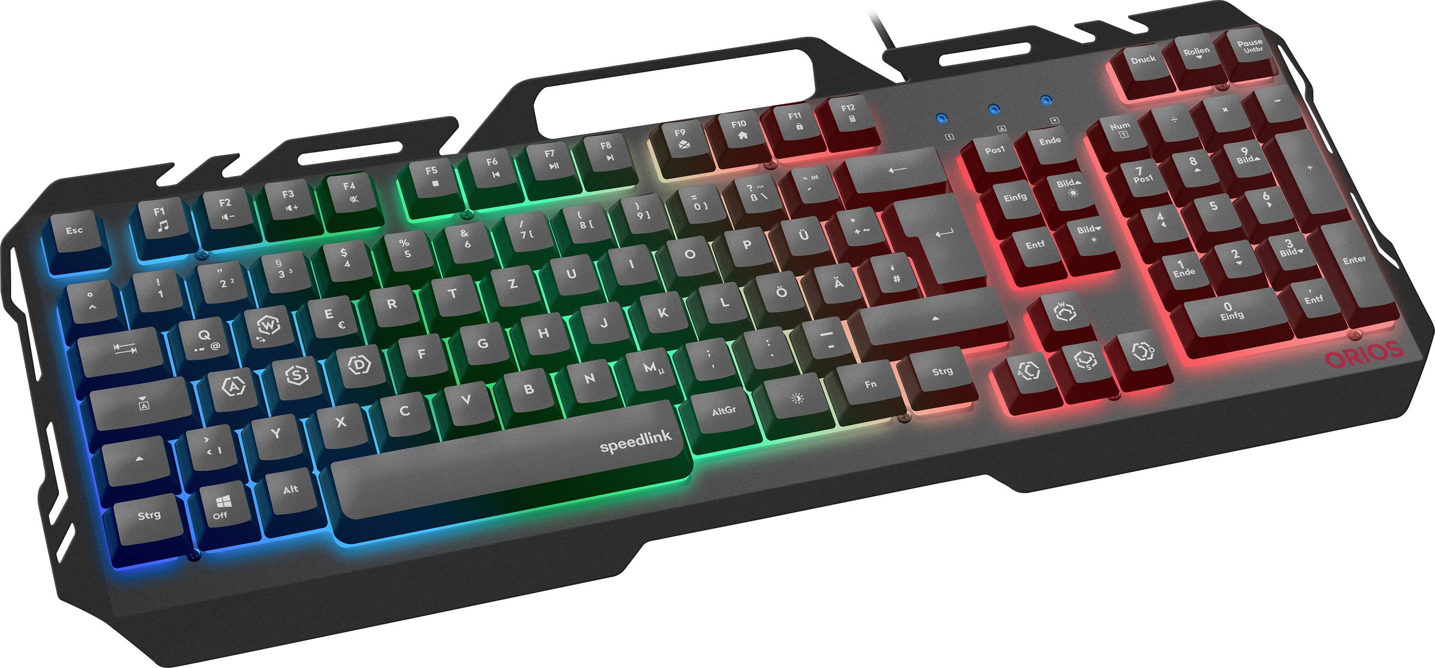 SpeedLink ORIOS Kabelgebunden Gaming-Tastatur Deutsch, QWERTZ Schwarz Beleuchtet, Rutschfest