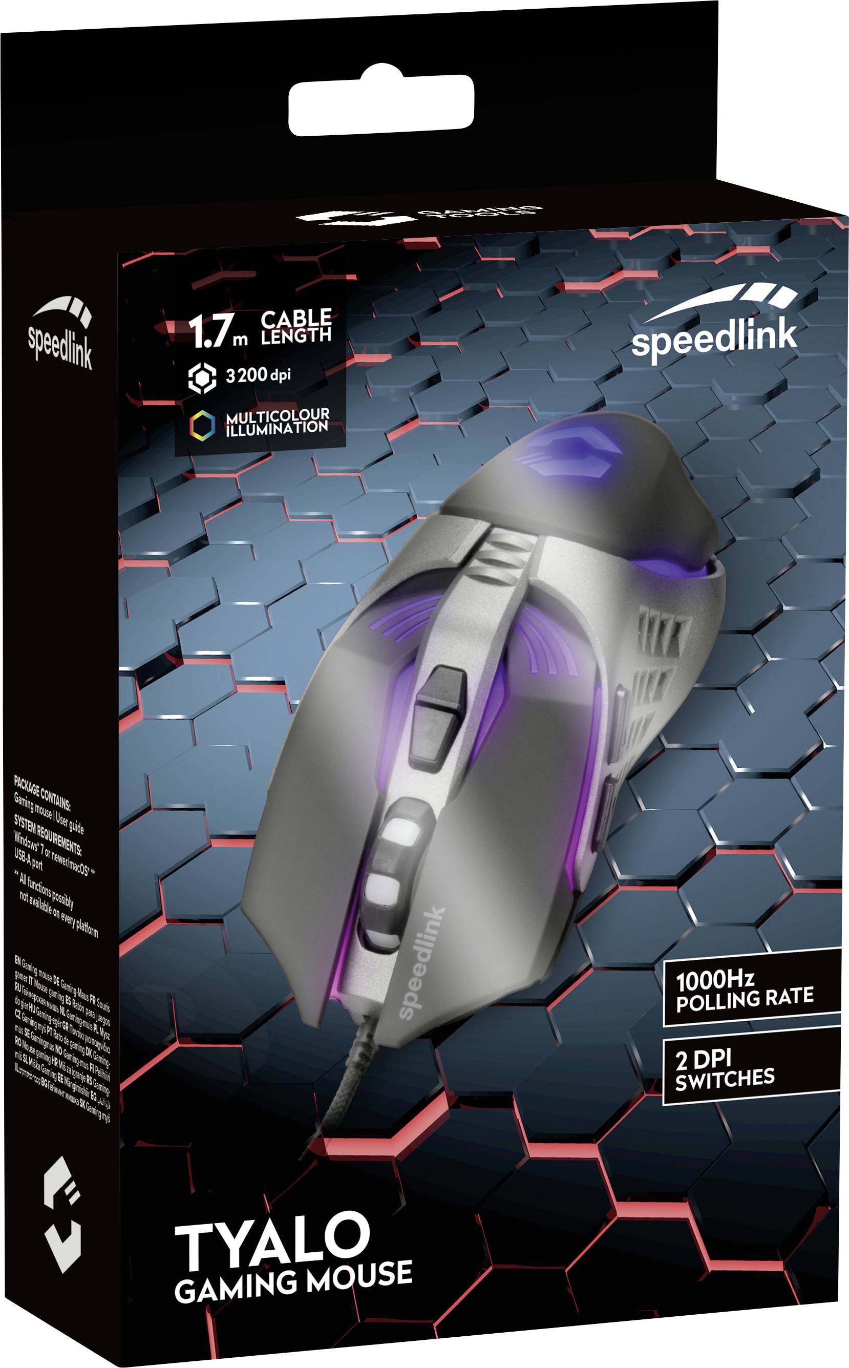 SpeedLink TYALO Gaming-Maus USB Optisch Schwarz 5 Tasten 1200 dpi, 1600 dpi, 2400 dpi, 3200 dpi Beleuchtet