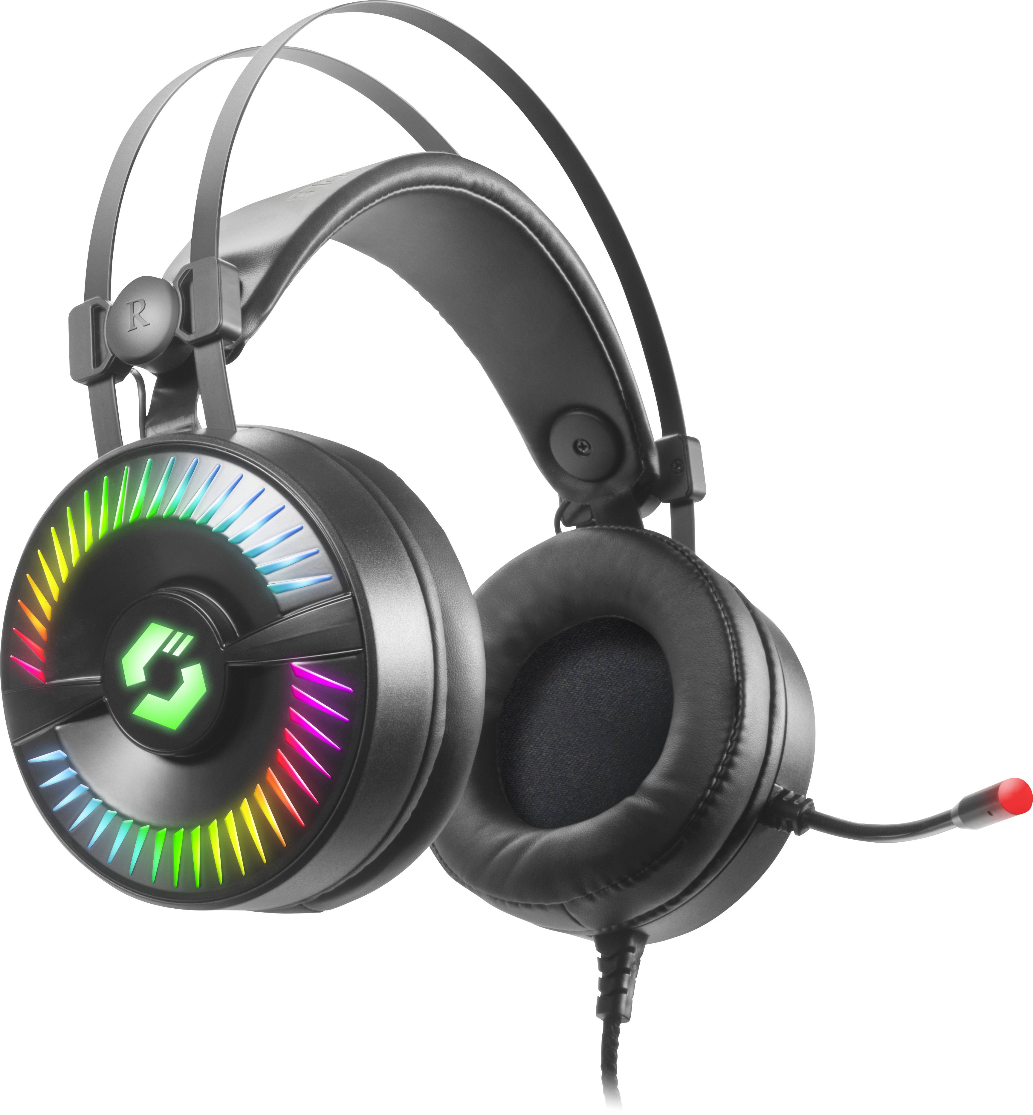 SpeedLink QUYRE RGB 7.1 Over Ear Headset kabelgebunden 7.1 Surround Schwarz Lautstärkeregelung, Mikrofon-Stummschaltung, Vibrationsfunktion Gaming