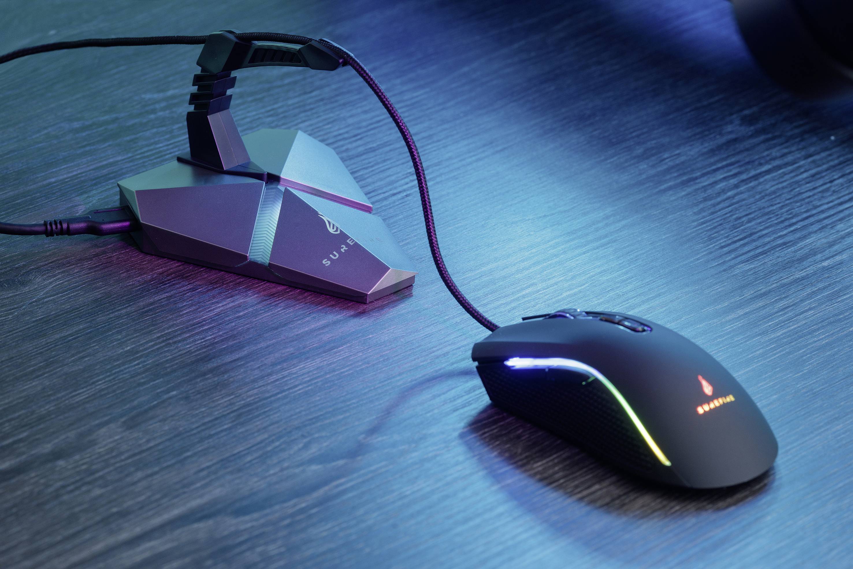 Surefire Gaming Axis Maus-Bungee USB-Hub, Beleuchtet Grau