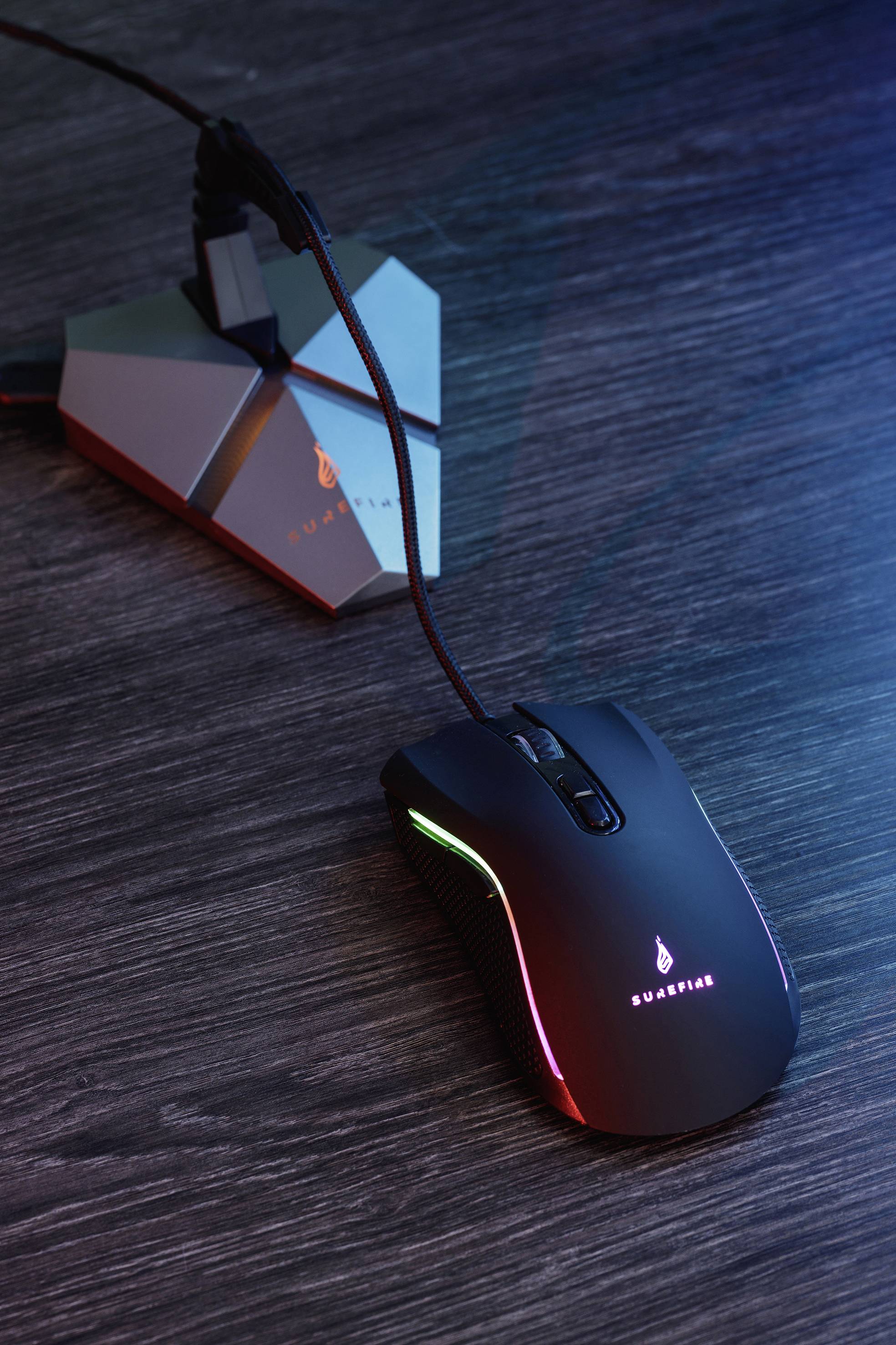 Surefire Gaming Axis Maus-Bungee USB-Hub, Beleuchtet Grau