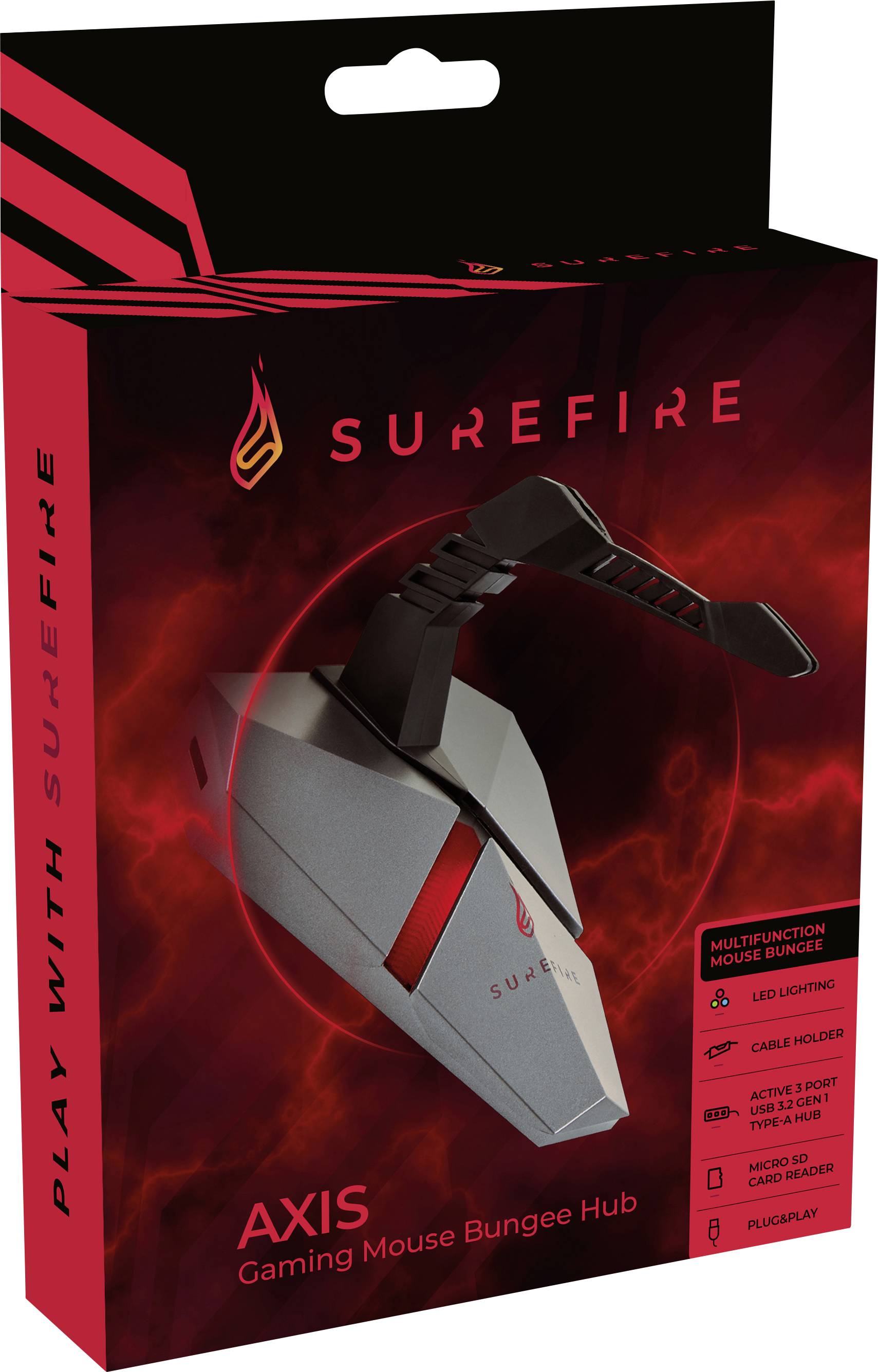 Surefire Gaming Axis Maus-Bungee USB-Hub, Beleuchtet Grau