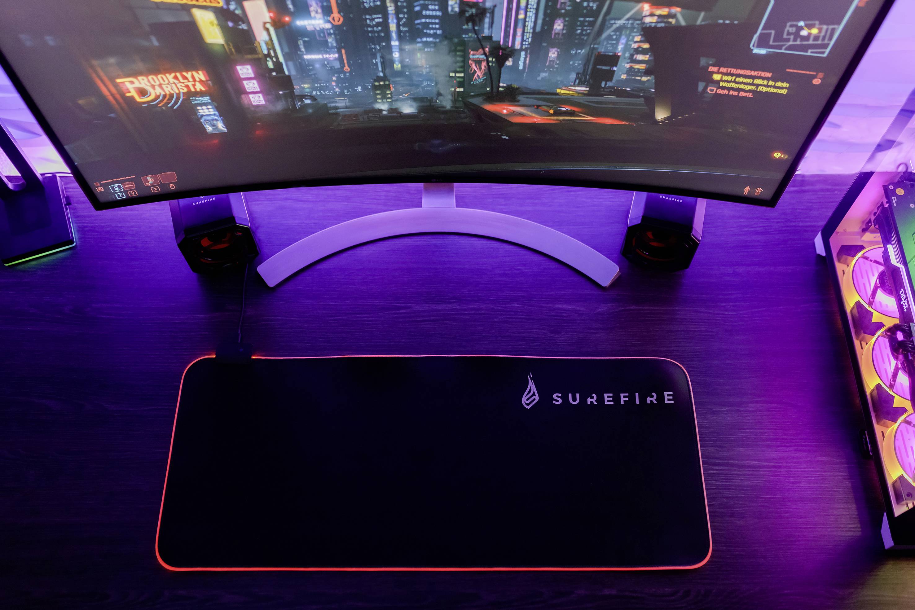 Surefire Gaming Silent Flight RGB-680 Gaming-Mauspad Beleuchtet Schwarz