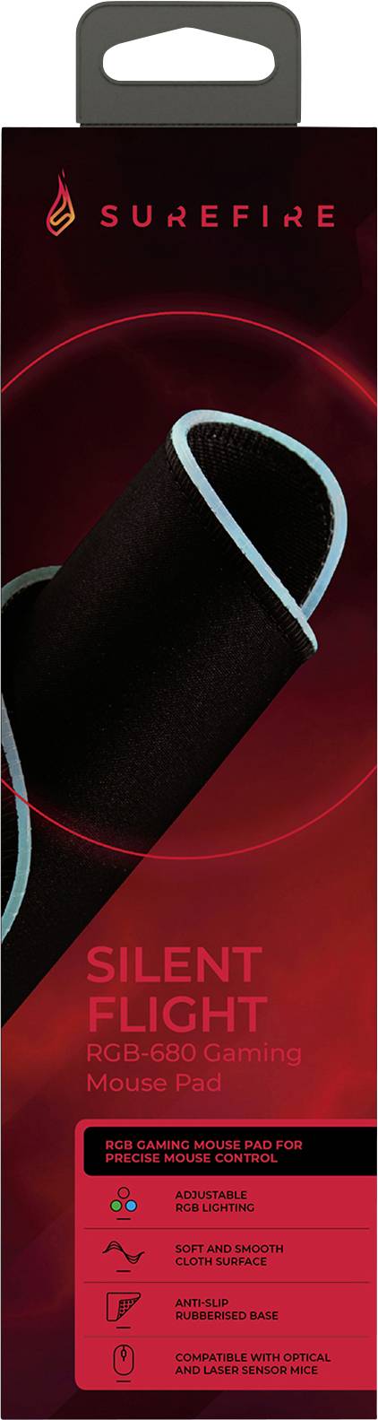 Surefire Gaming Silent Flight RGB-680 Gaming-Mauspad Beleuchtet Schwarz