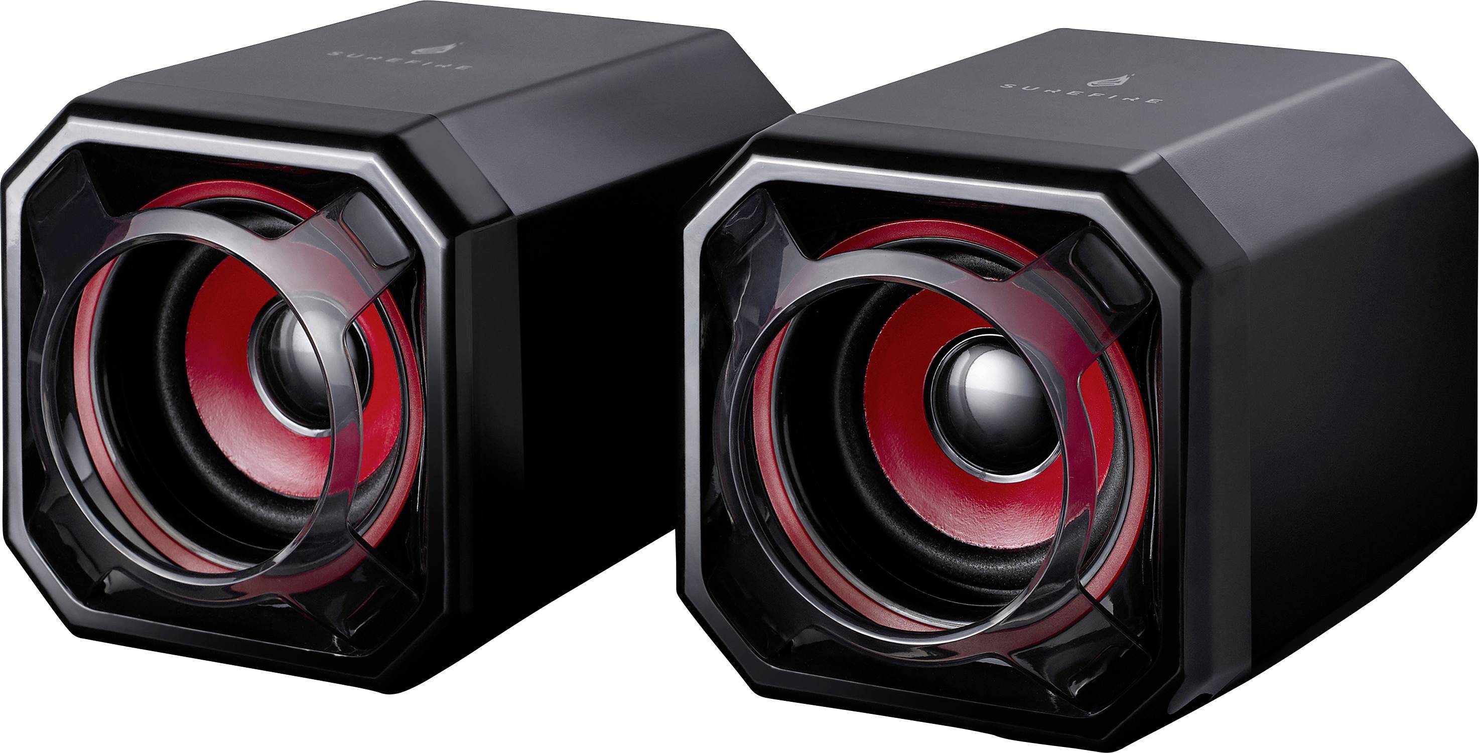 Surefire Gaming Gator Eye 2.0 PC-Lautsprecher Kabelgebunden, USB 5 W Schwarz/Rot