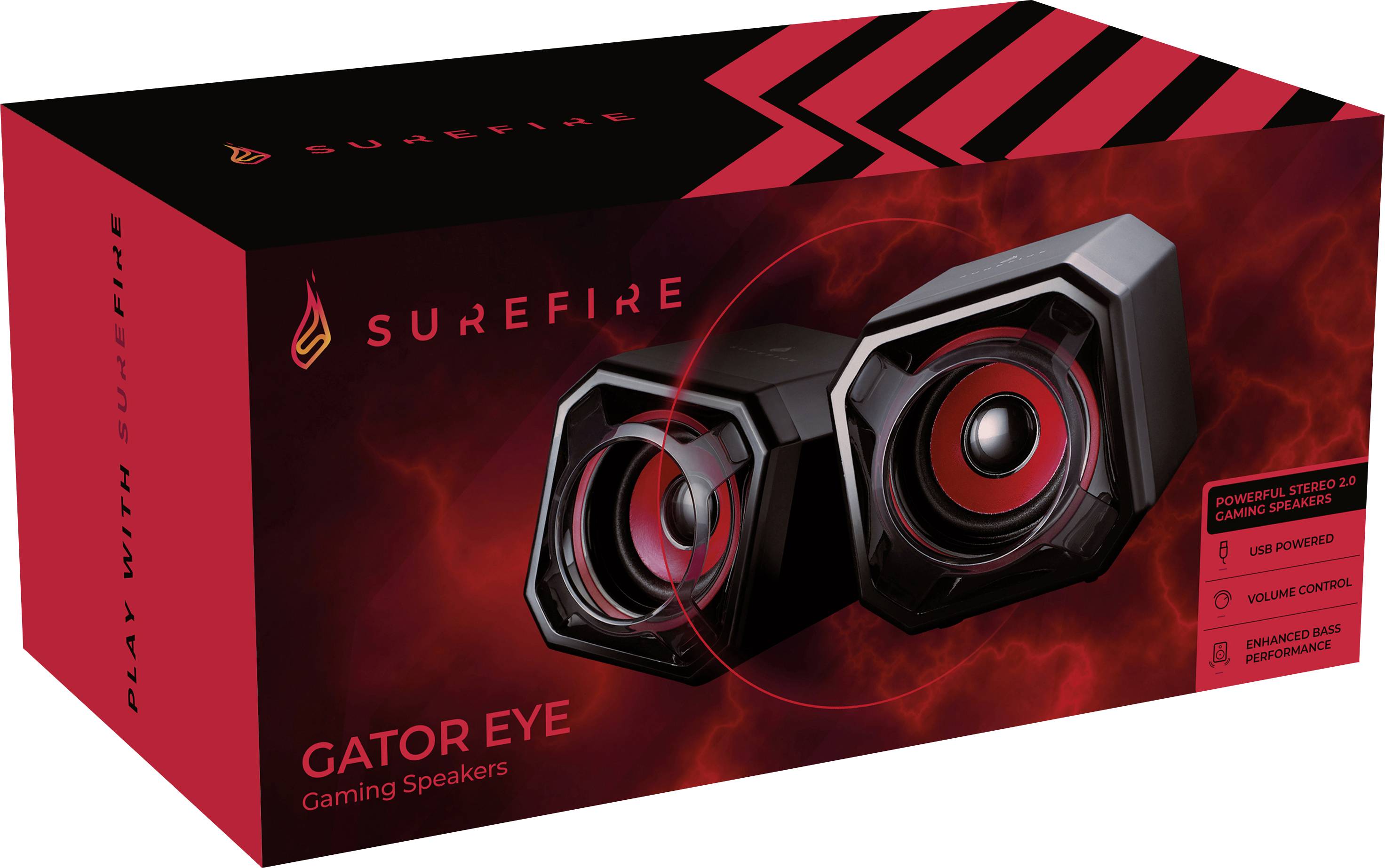 Surefire Gaming Gator Eye 2.0 PC-Lautsprecher Kabelgebunden, USB 5W Schwarz/Rot