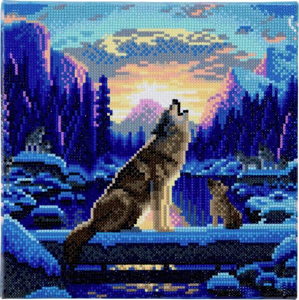 Vedes Crystal Art Leinwand Heulende Wölfe 30x30cm CAK-A67