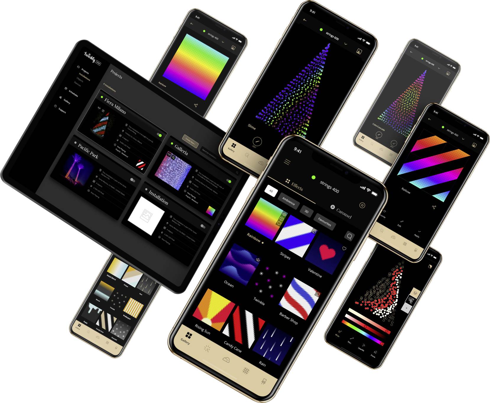 Twinkly TWS250SPP-BEU Funk-Weihnachtsbaum-Beleuchtung Innen/Außen EEK: G (A - G) netzbetrieben Anzahl Leuchtmittel 250 LED RGBW Beleuchtete Länge: