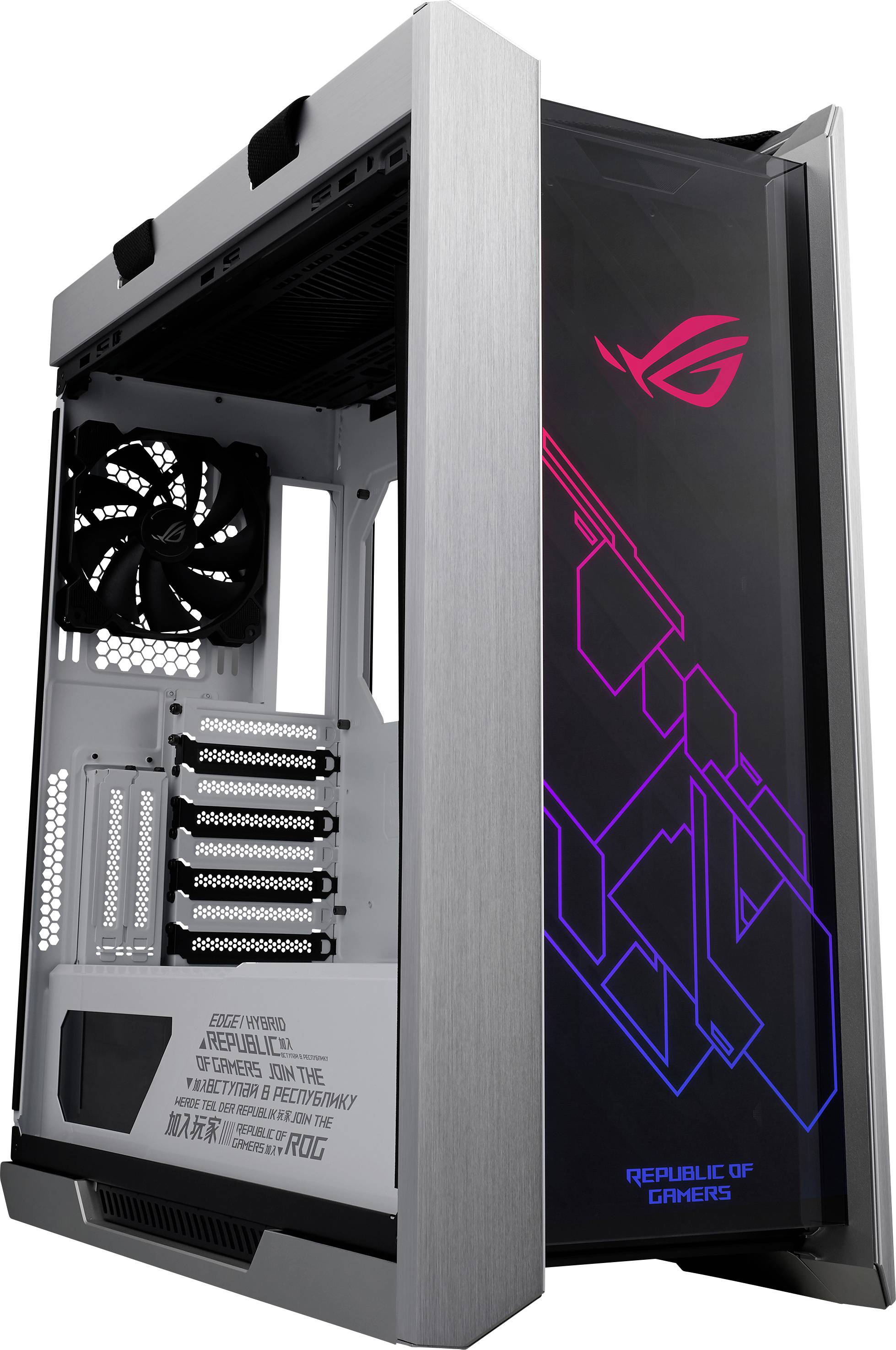 Asus ROG Strix Helios White Edition Midi-Tower PC-Gehäuse, Gaming-Gehäuse Weiß 3 vorinstallierte Lüfter, Integrierte Beleuchtung