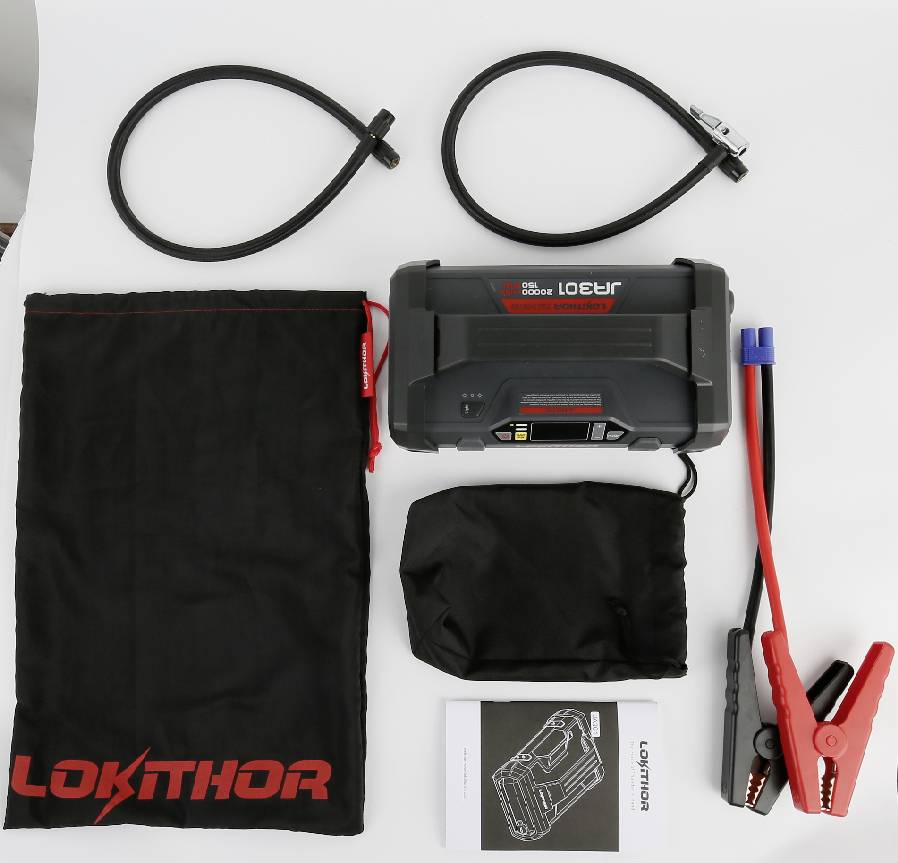 Schnellstartsystem Lokithor GRPJST002 Starthilfestrom (12 V)=1000 A Arbeitsleuchte, Kompressor, Lade- und Aufbewahrungsstation, Ladezustandsanzeige