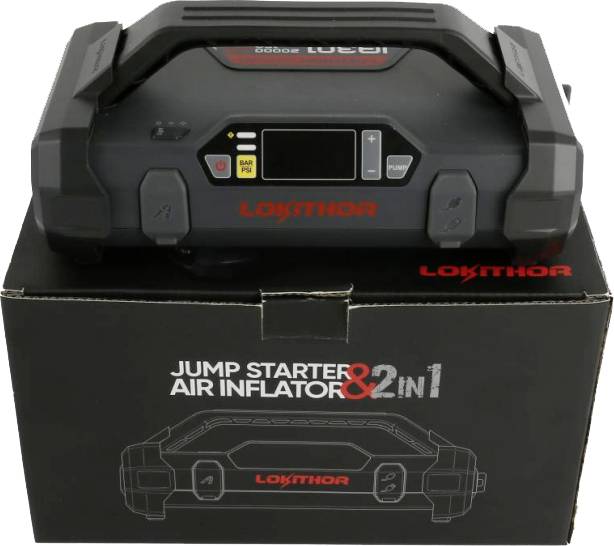 Schnellstartsystem Lokithor GRPJST002 Starthilfestrom (12 V)=1000 A Arbeitsleuchte, Kompressor, Lade- und Aufbewahrungsstation, Ladezustandsanzeige