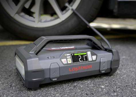 Schnellstartsystem Lokithor GRPJST002 Starthilfestrom (12 V)=1000 A Arbeitsleuchte, Kompressor, Lade- und Aufbewahrungsstation, Ladezustandsanzeige