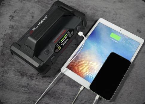 Schnellstartsystem Lokithor GRPJST002 Starthilfestrom (12 V)=1000 A Arbeitsleuchte, Kompressor, Lade- und Aufbewahrungsstation, Ladezustandsanzeige