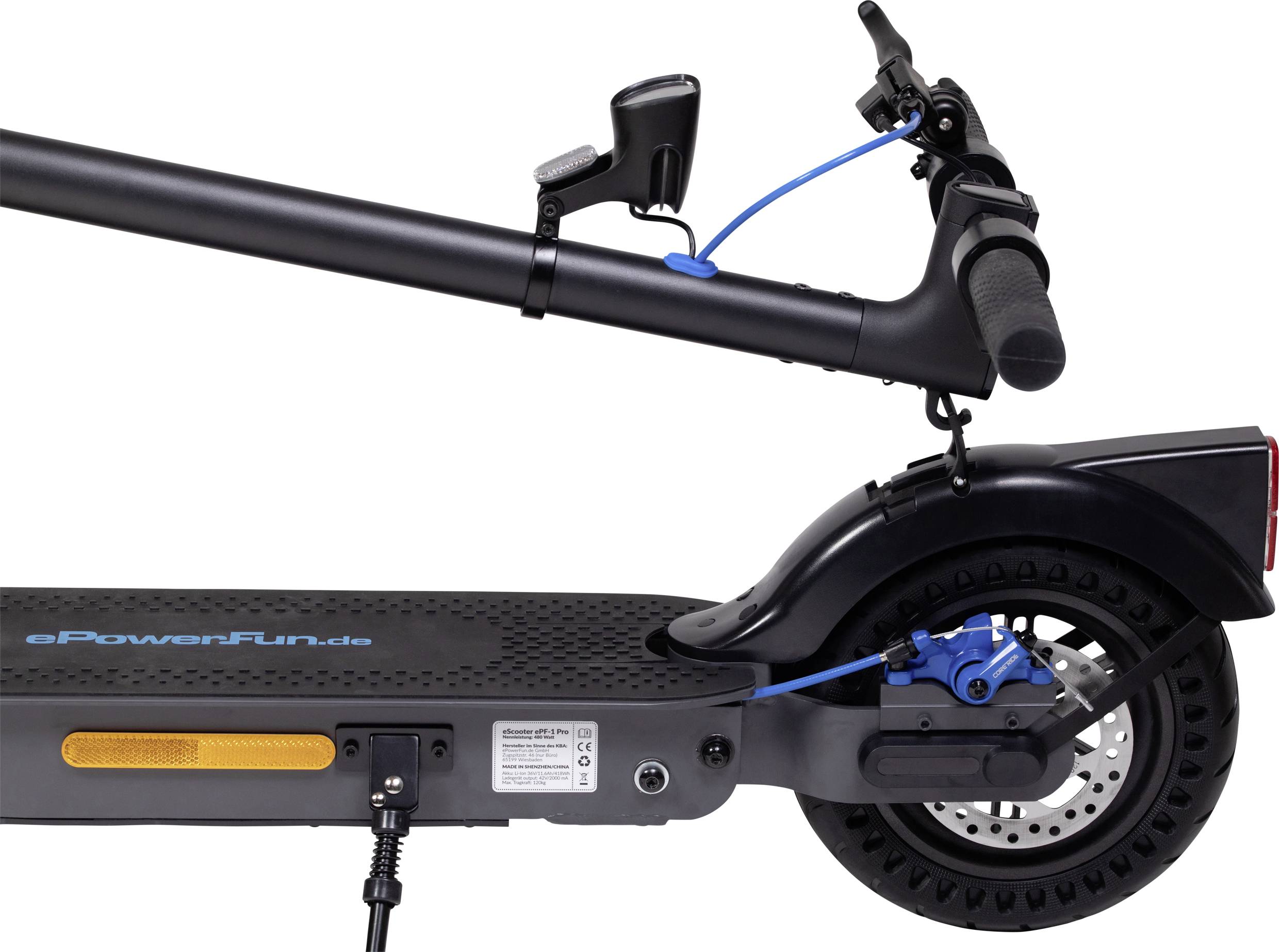 EPowerFun ePF-1 PRO City E-Scooter Schwarz Li-Ion 36V 11.6Ah Straßenzulassung: Deutschland