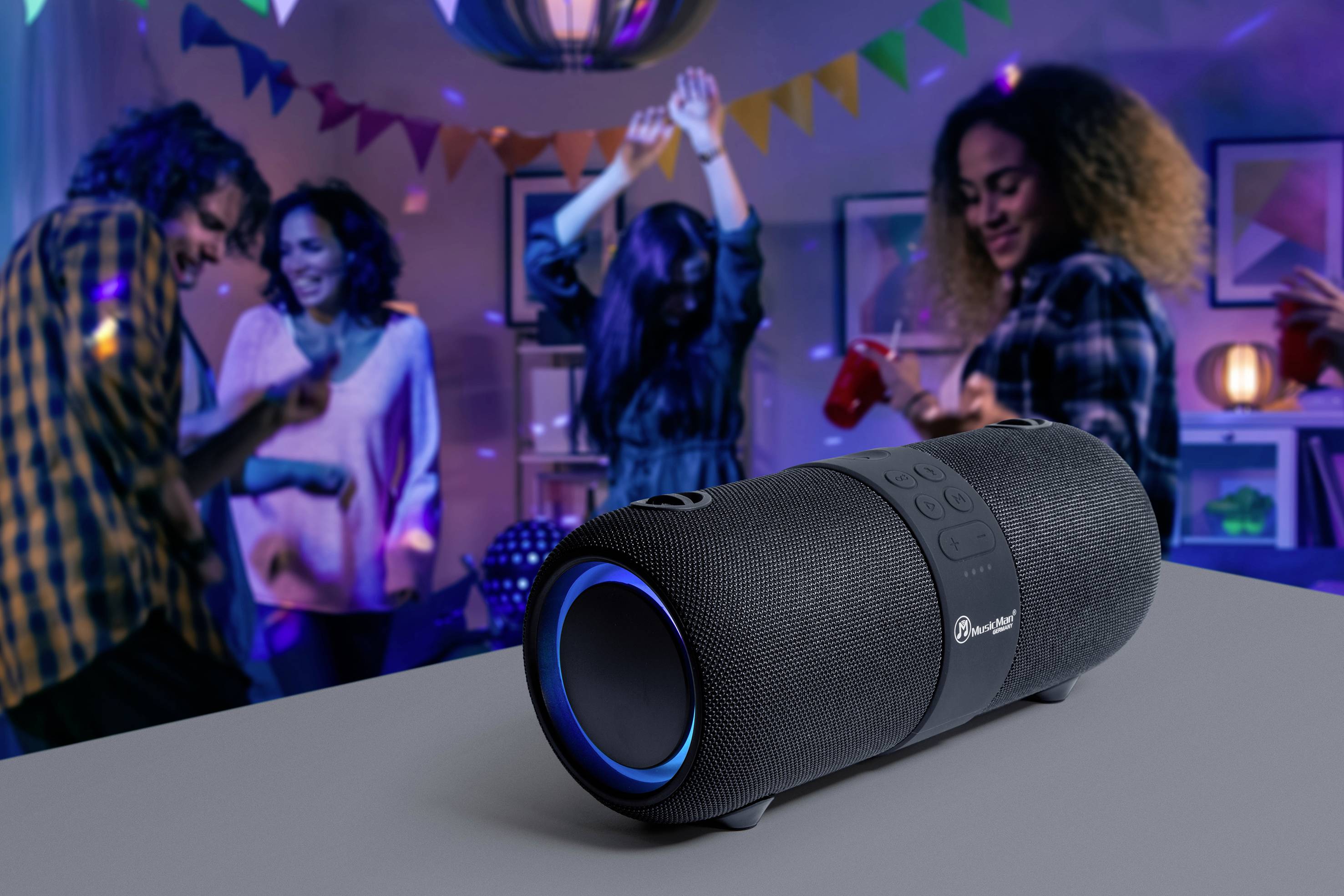 Music Man BT-X56 Bluetooth® Lautsprecher spritzwassergeschützt, USB, AUX Schwarz