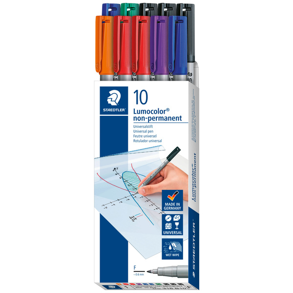 Staedtler Folienstift Lumocolor® non-permanent pen 316 316 B10 Rot, Blau, Grün, Schwarz, Orange, Lila