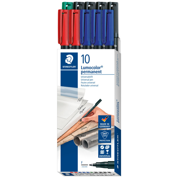 Staedtler Folienstift Lumocolor® permanent pen 318 318 B10 Blau, Grün, Rot, Schwarz