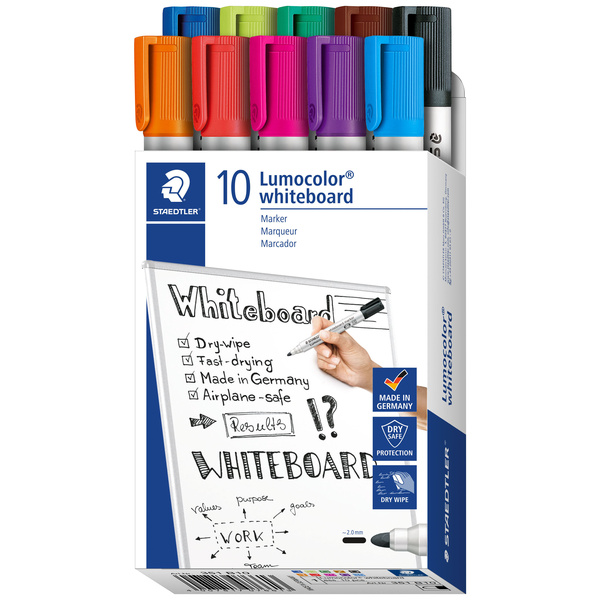 Staedtler 351 B10 Lumocolor® whiteboard marker 351 Whiteboardmarker Rot, Orange, Lila, Blau, Grün, Braun, Schwarz, Hellgrün