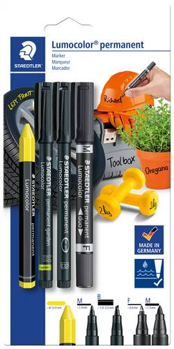 Staedtler Lumocolor 60 BK-5 Permanentmarker Schwarz, Gelb wasserfest: Ja
