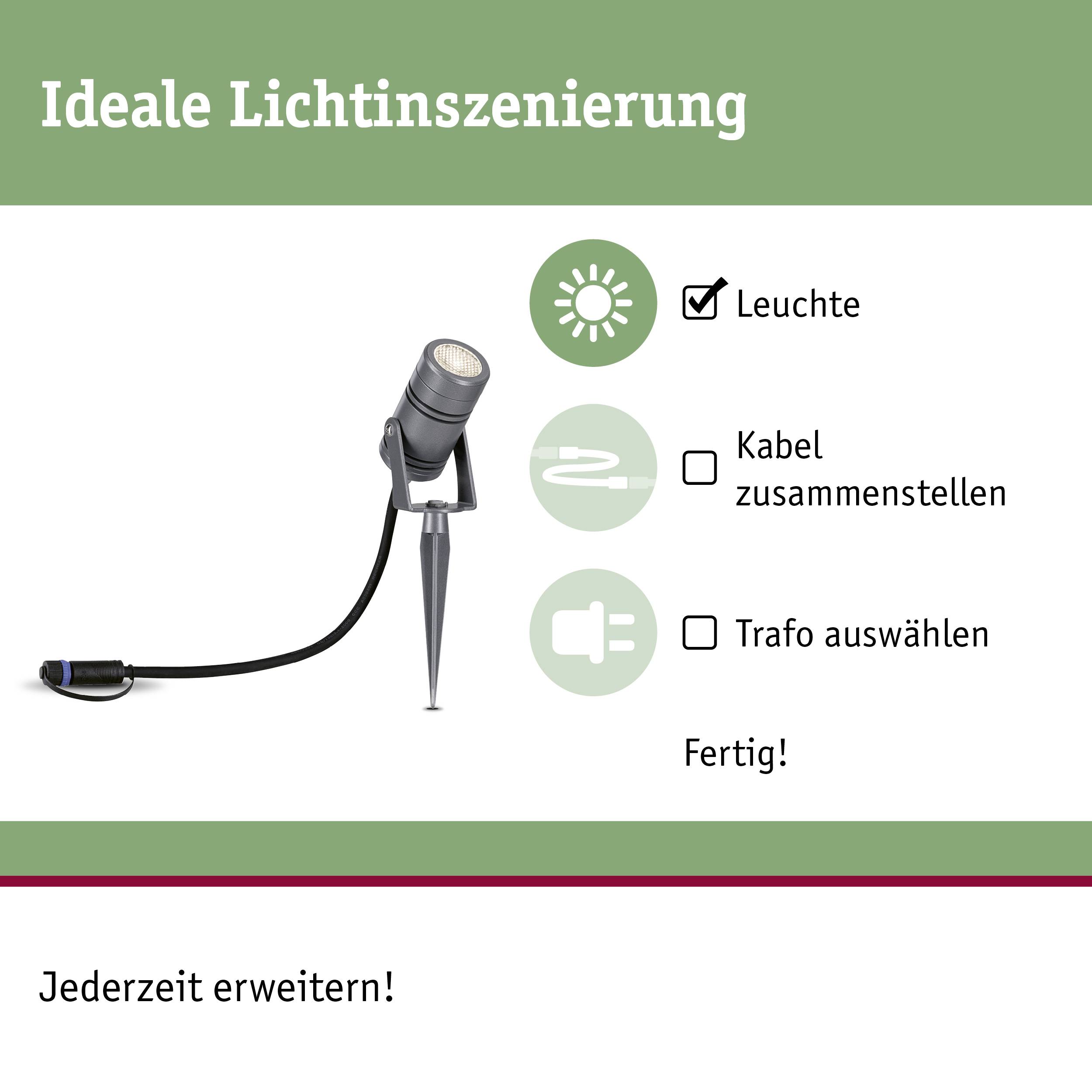 Paulmann 94367 Beleuchtungssystem Plug & Shine LED-Wandleuchte LED 12W Warmweiß Grau