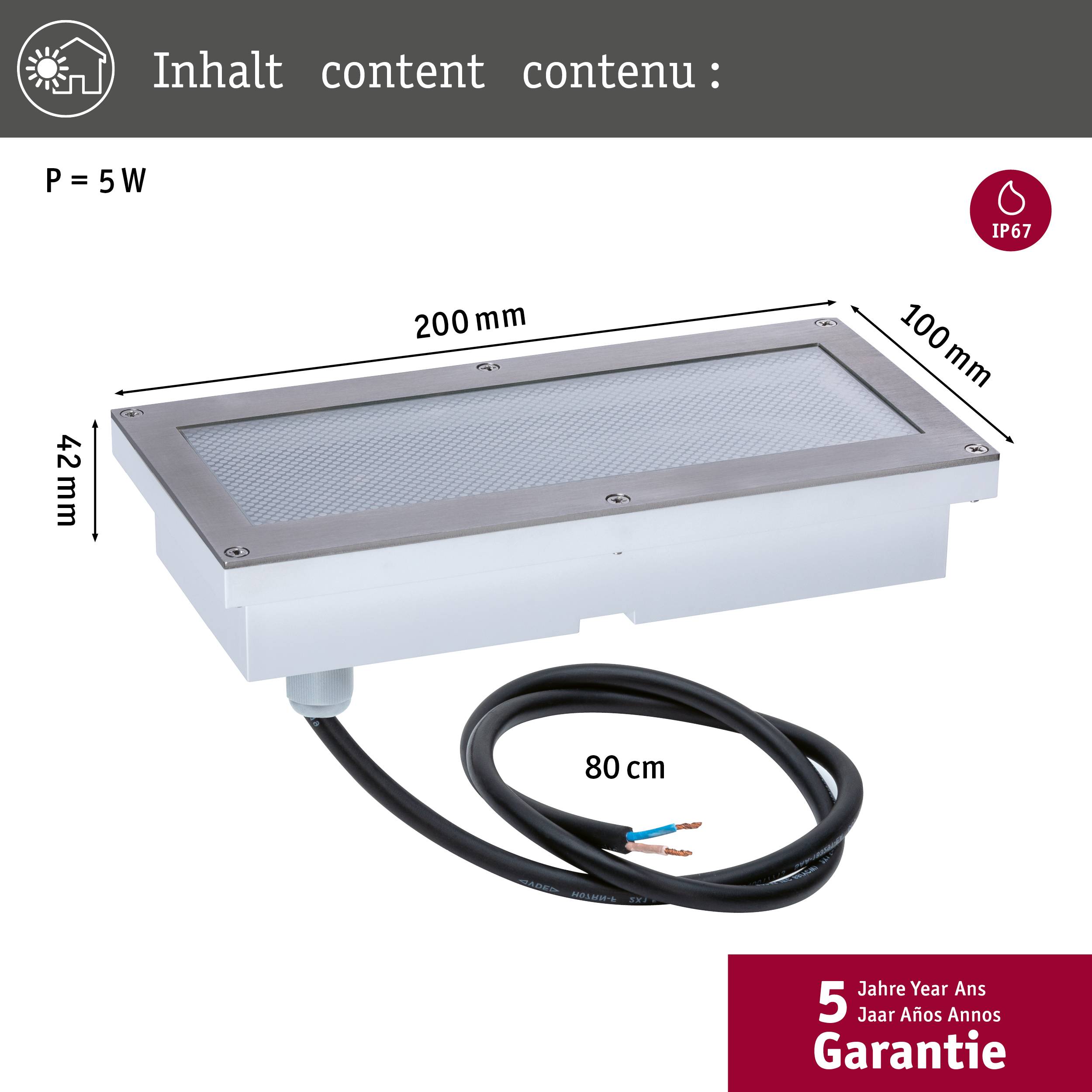 Paulmann 94337 Bodeneinbauleuchte LED fest eingebaut LED 5W Aluminium, Grau