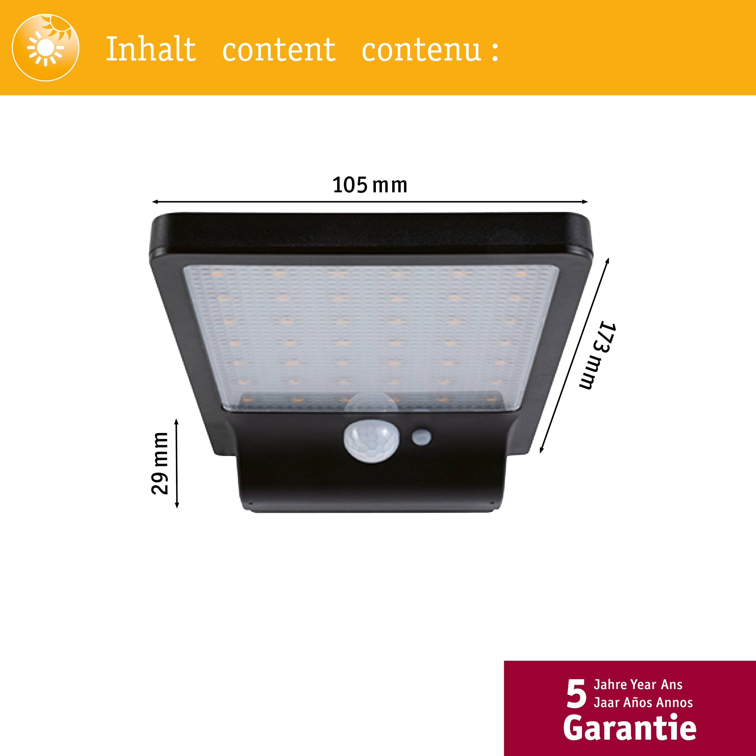 Paulmann 95393 Solveig Solar-Wandlampe 4W Warmweiß Schwarz