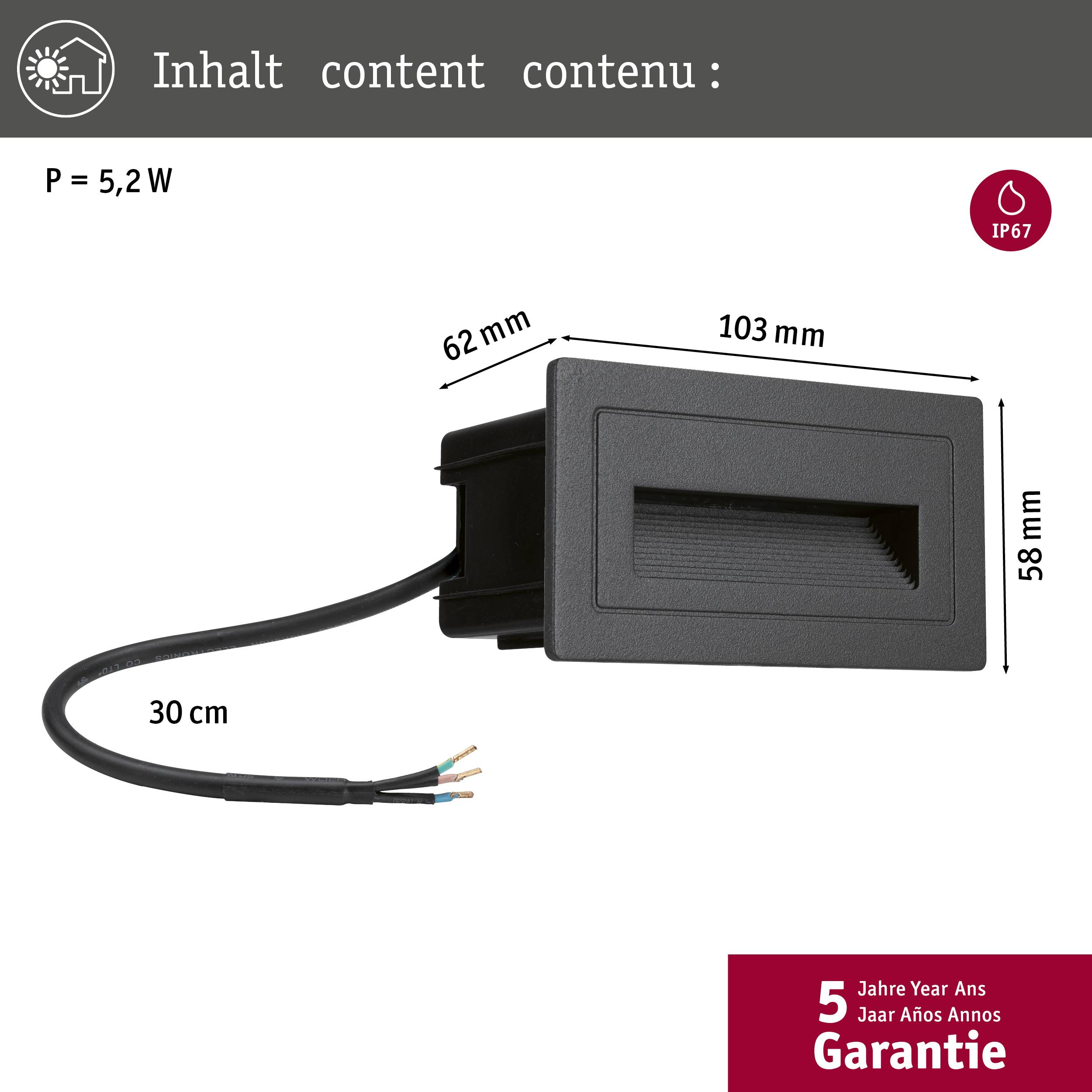 Paulmann 4064161325965 Wandeinbauleuchte LED 6W Schwarz