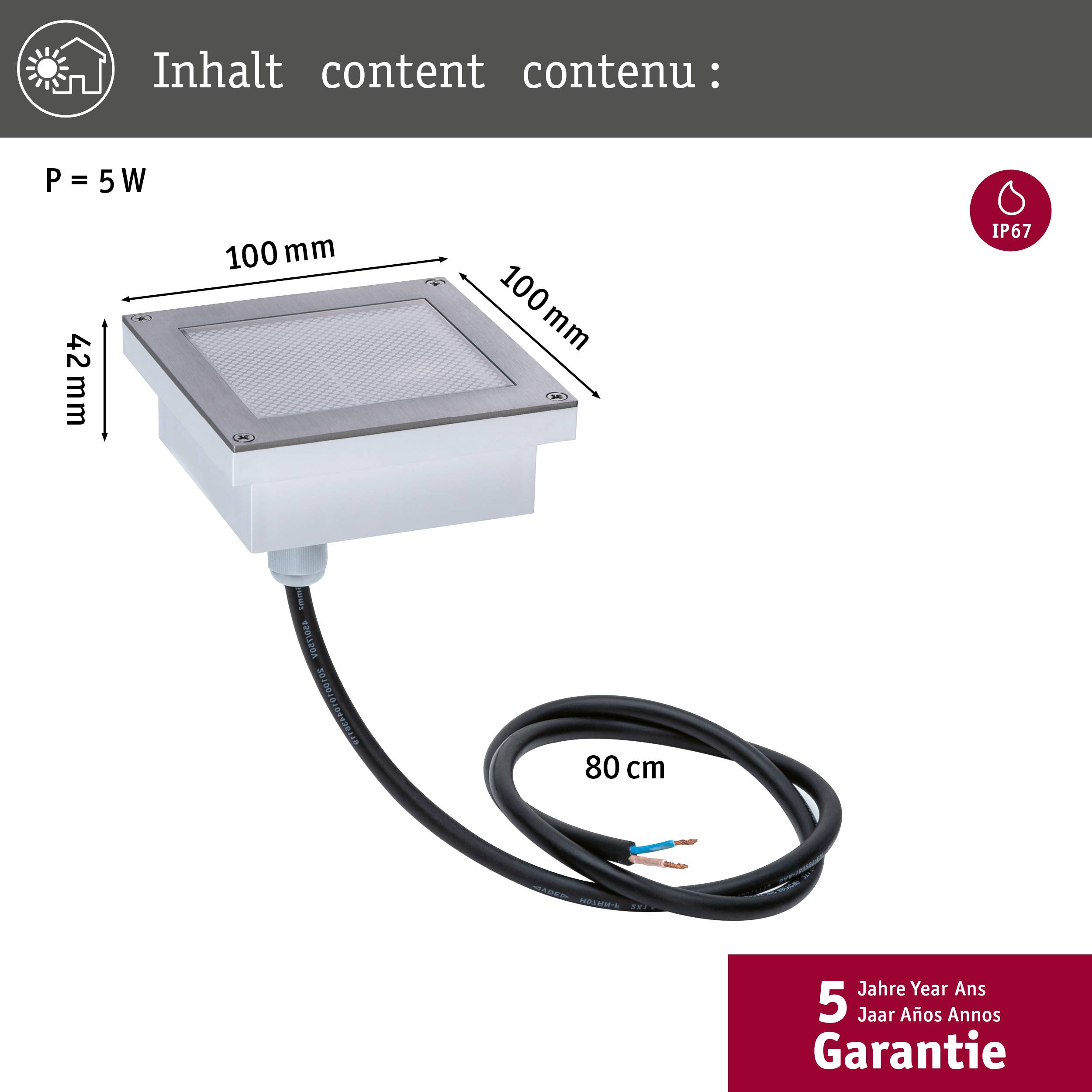Paulmann 94336 Bodeneinbauleuchte LED fest eingebaut LED 3W Aluminium, Grau