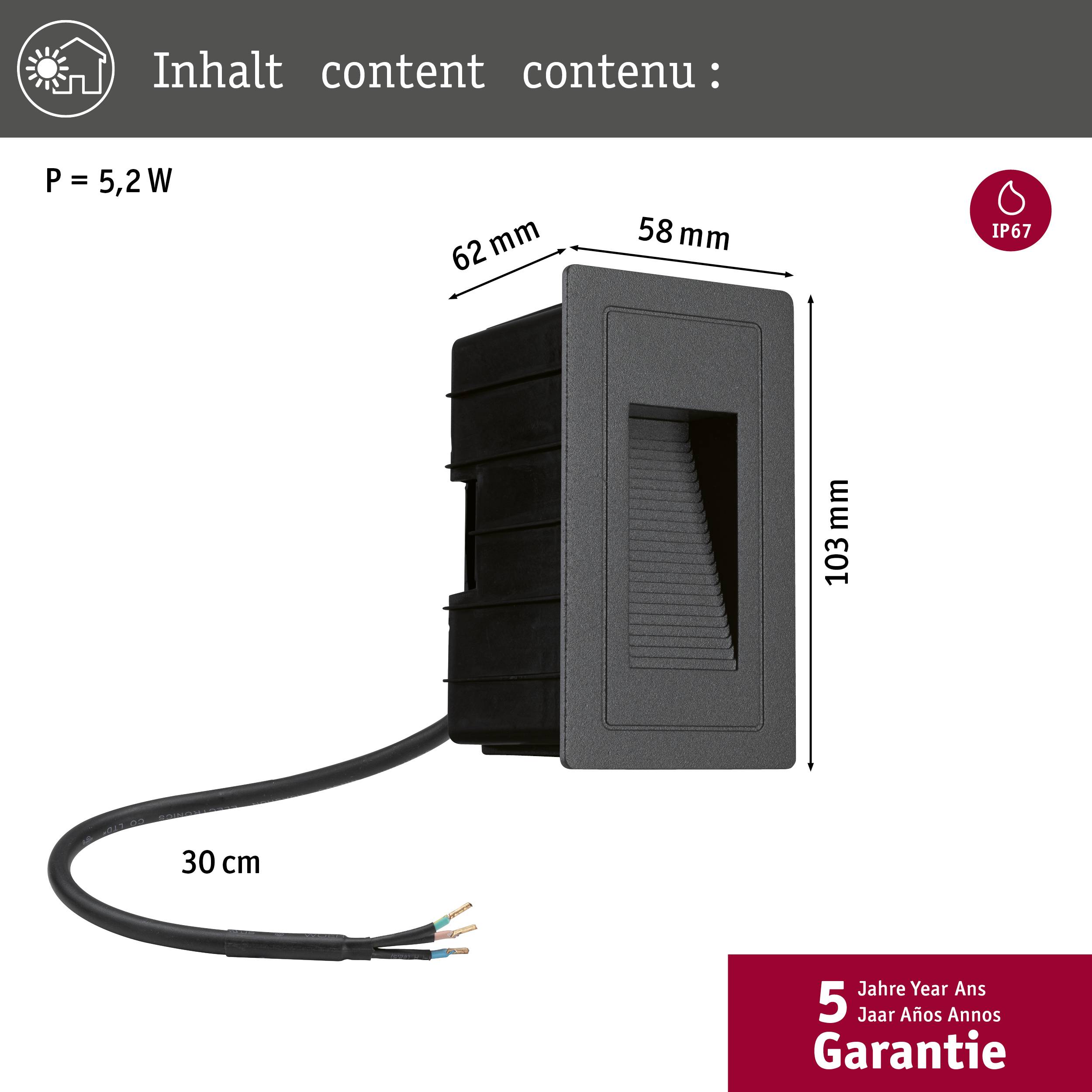 Paulmann 94382 Wandeinbauleuchte LED fest eingebaut LED Schwarz