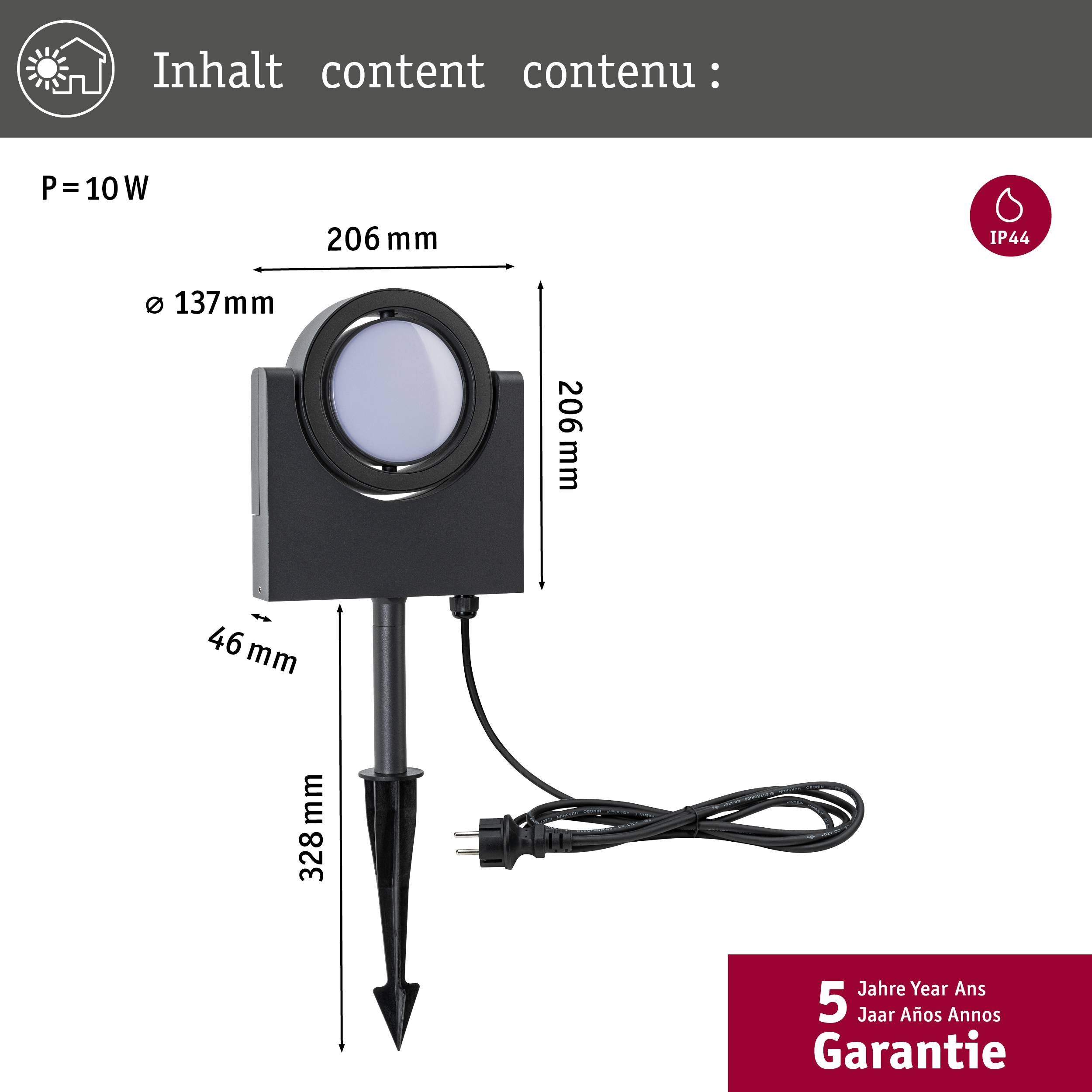 Paulmann Swivea 94408 Außenstrahler LED LED fest eingebaut Anthrazit