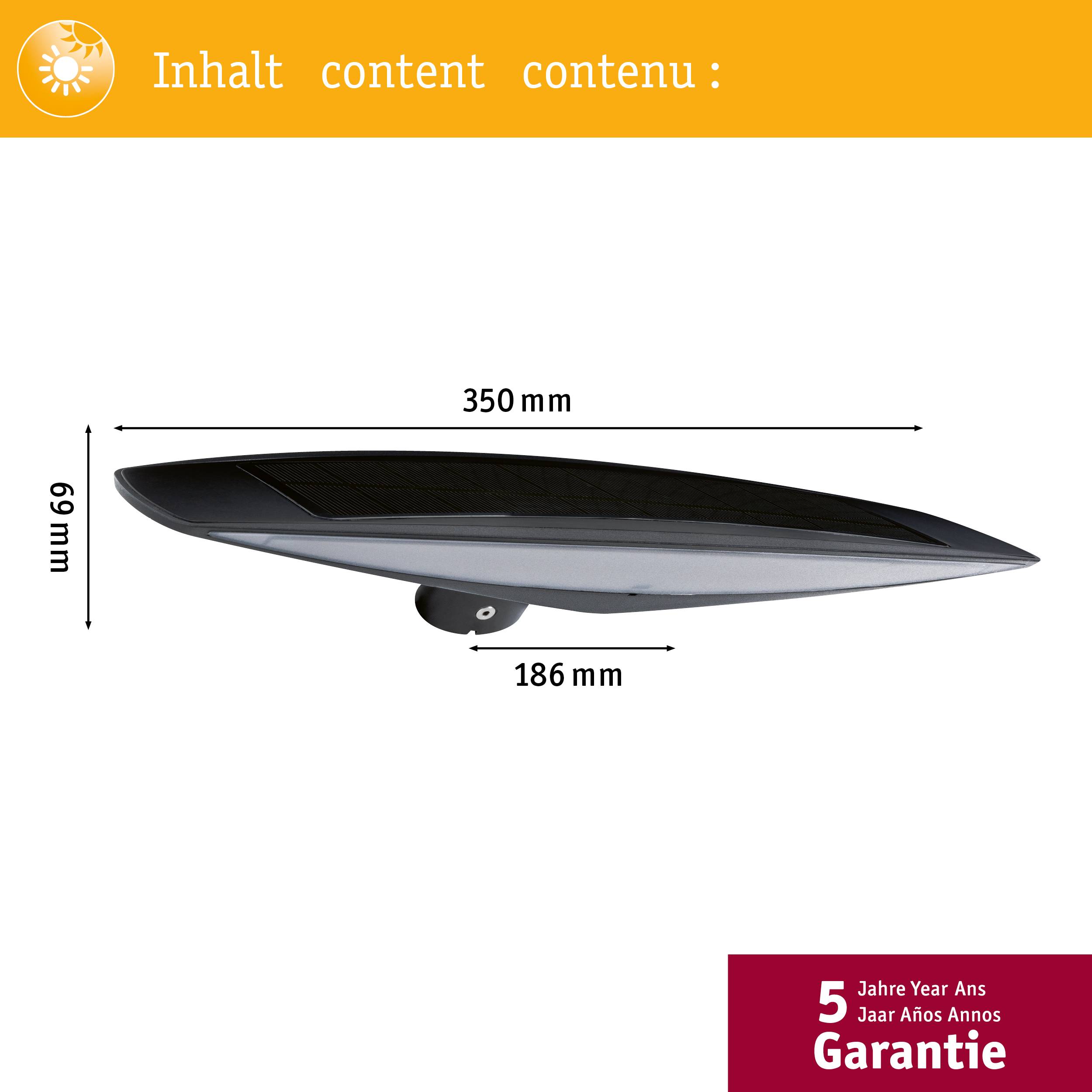 Paulmann 94339 Kiran Solar-Wandlampe Warmweiß Anthrazit