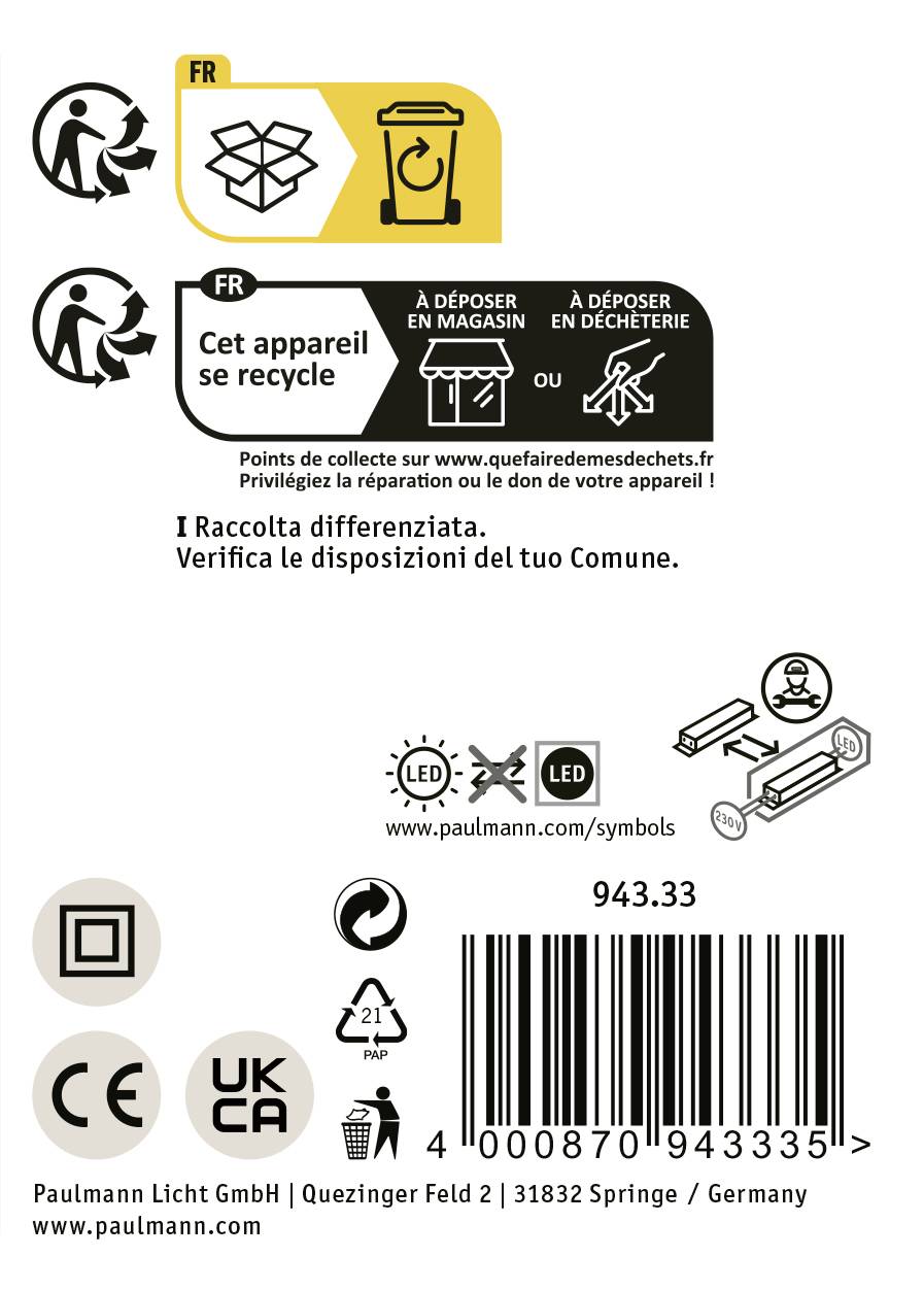 Paulmann 94333 Außenwandleuchte LED LED fest eingebaut Dunkelgrau