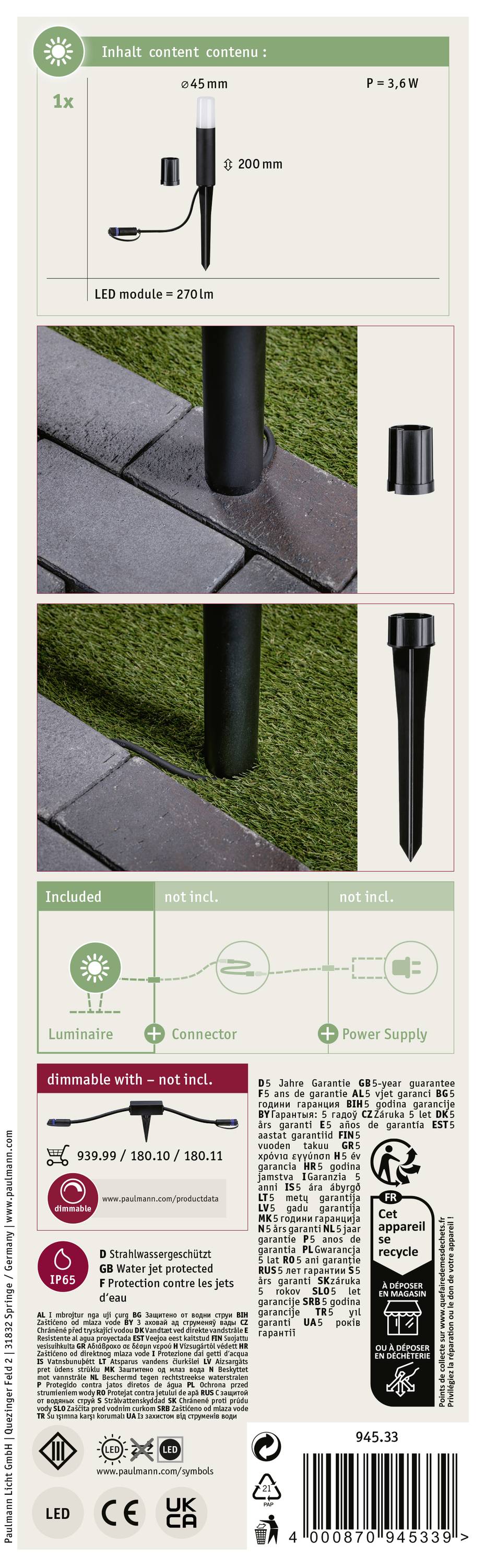 Paulmann 94533 Beleuchtungssystem Plug & Shine Warmweiß Anthrazit