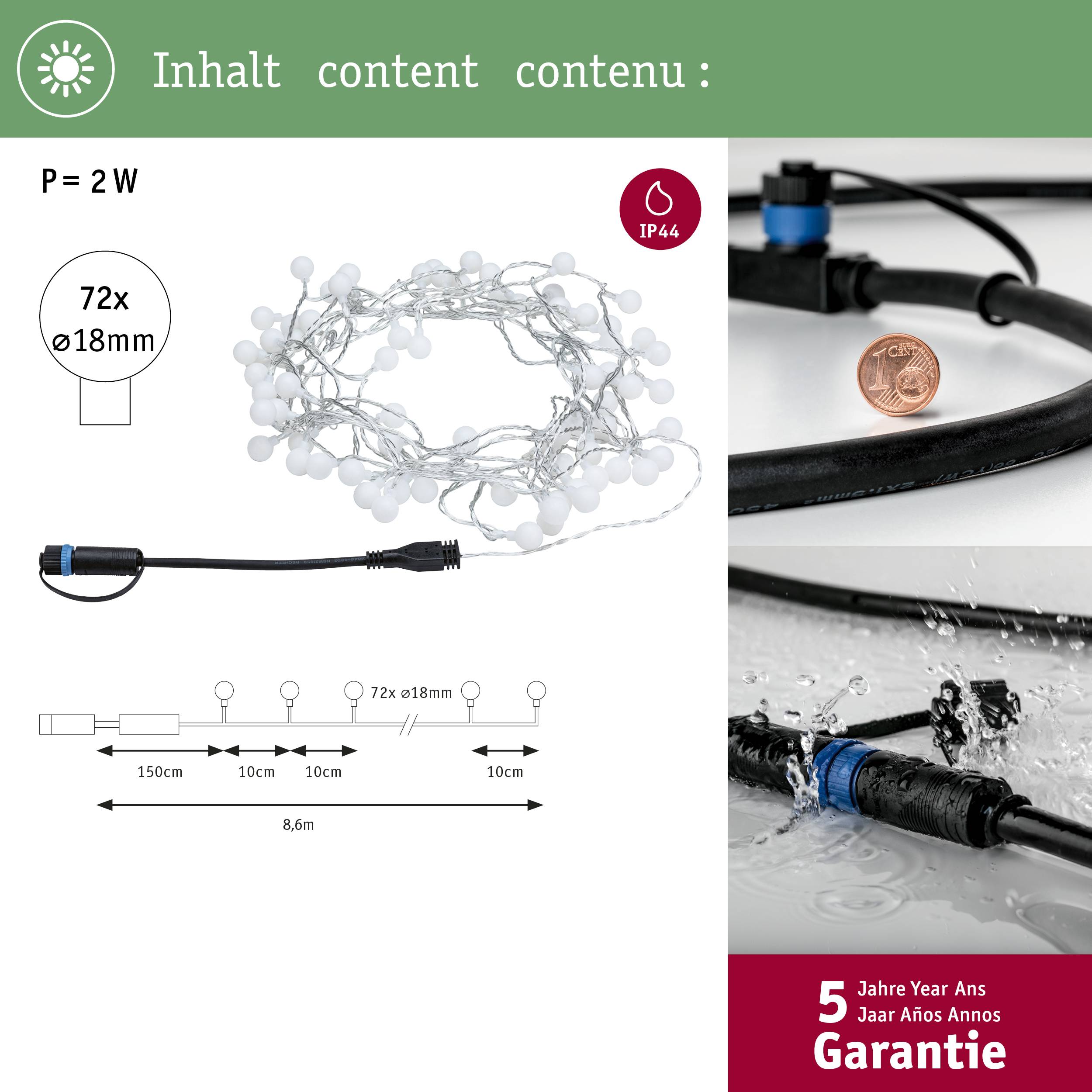 Paulmann 94557 Beleuchtungssystem Plug & Shine LED 2W Warmweiß Schwarz