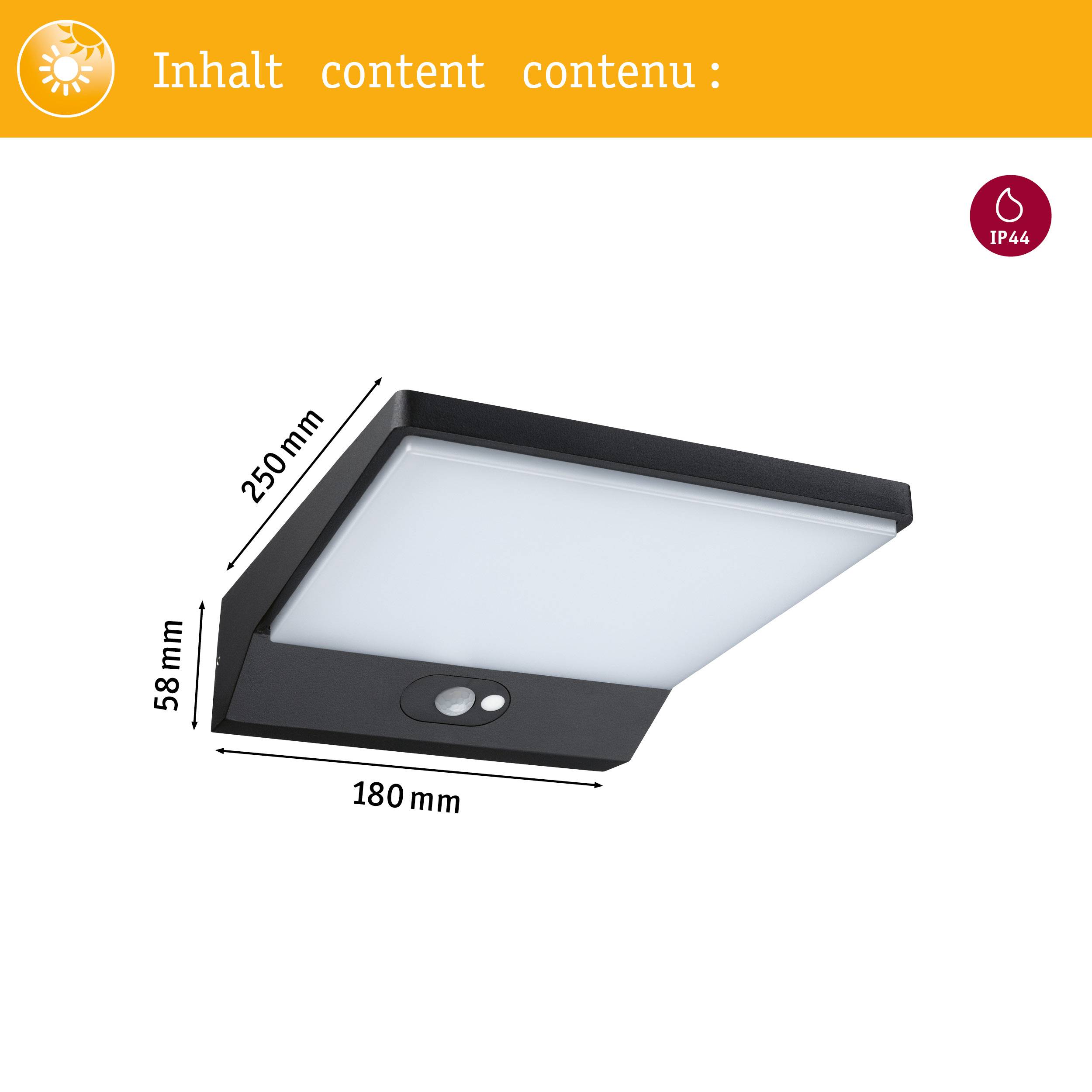 Paulmann 94334 Ronas Solar-Wandlampe 5W Warmweiß Dunkelgrau