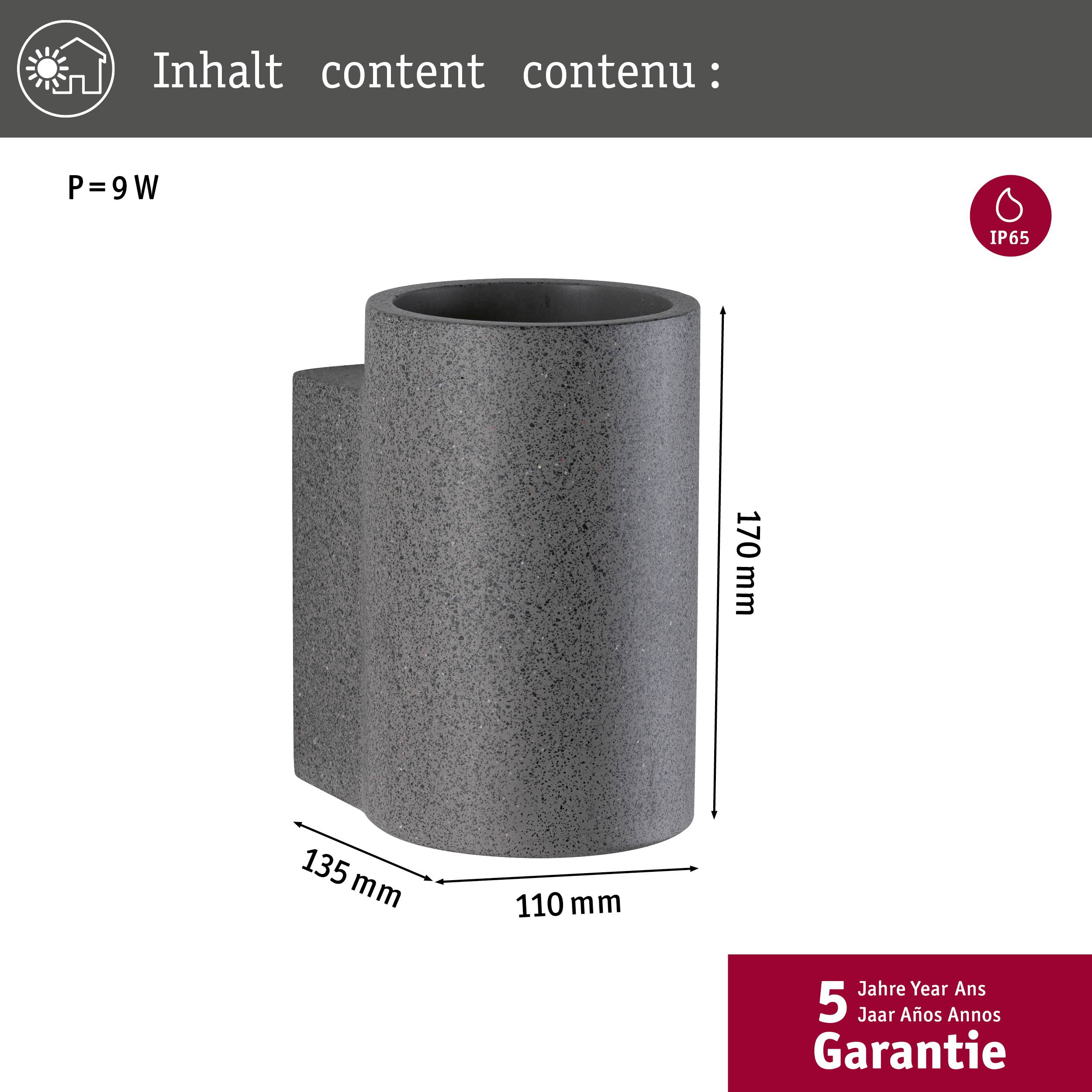 Paulmann Concrea 94500 Außenwandleuchte LED LED fest eingebaut schwarzer Sandstein