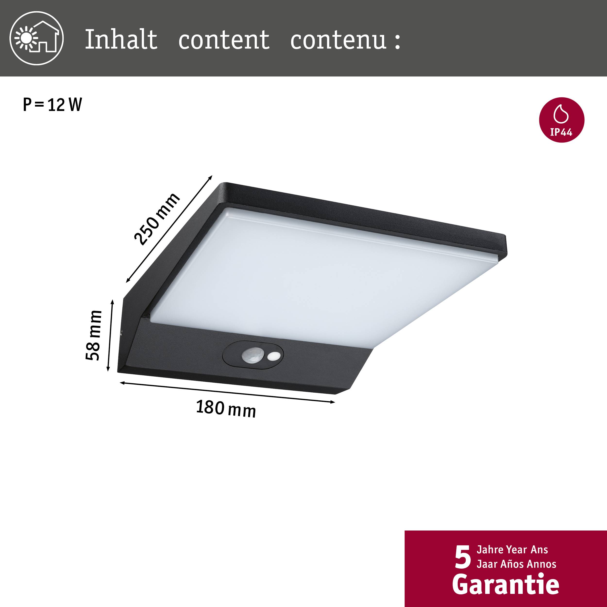 Paulmann 94332 Außenwandleuchte LED LED fest eingebaut Dunkelgrau