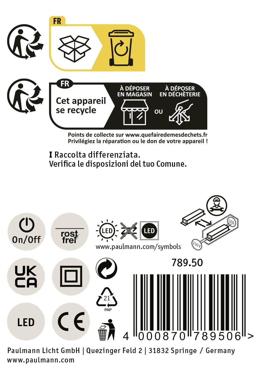 Paulmann HomeSpa Selo 78950 Klemmleuchte Warmweiß Chrom