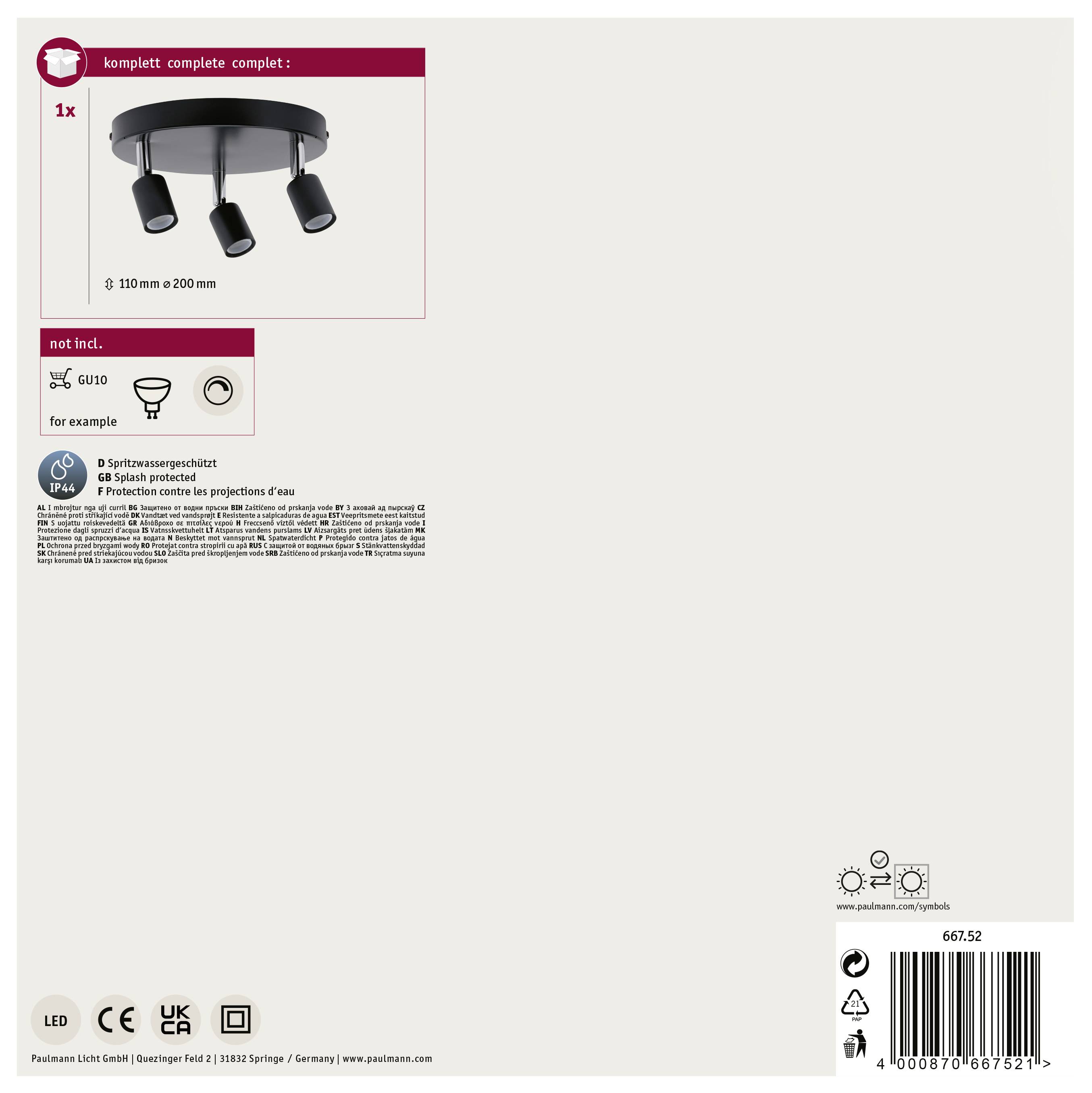 Paulmann Carolina 66752 Wandstrahler GU10 Anthrazit, Chrom