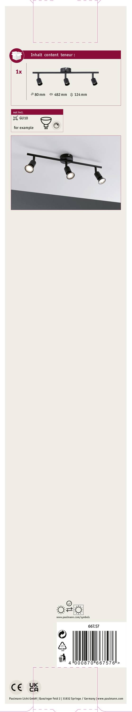 Paulmann Carolina 66757 Wandstrahler GU10 Schwarz (matt)