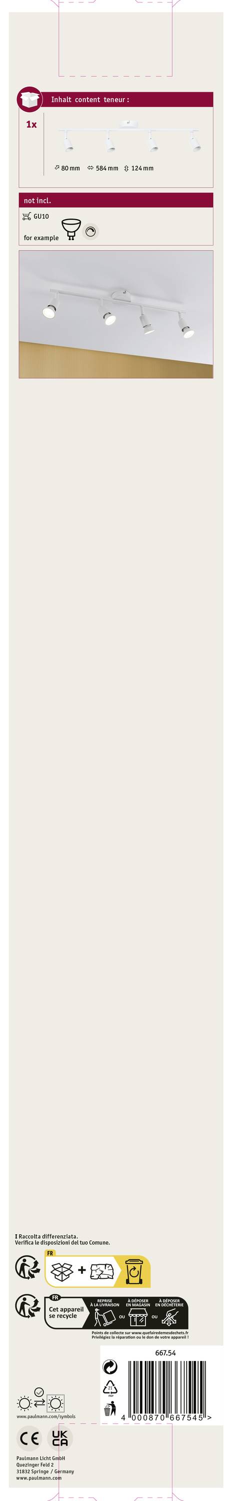 Paulmann Carolina 66754 Wandstrahler GU10