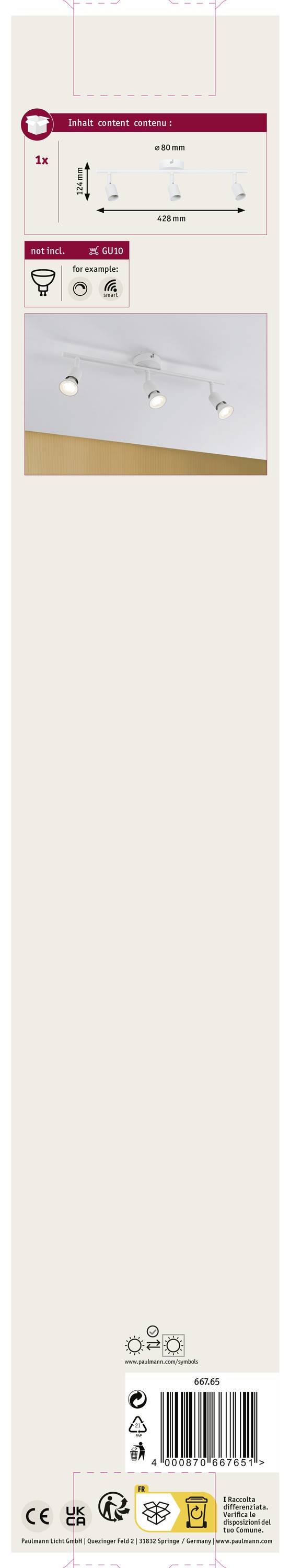 Paulmann Carolina 66765 Wandstrahler GU10